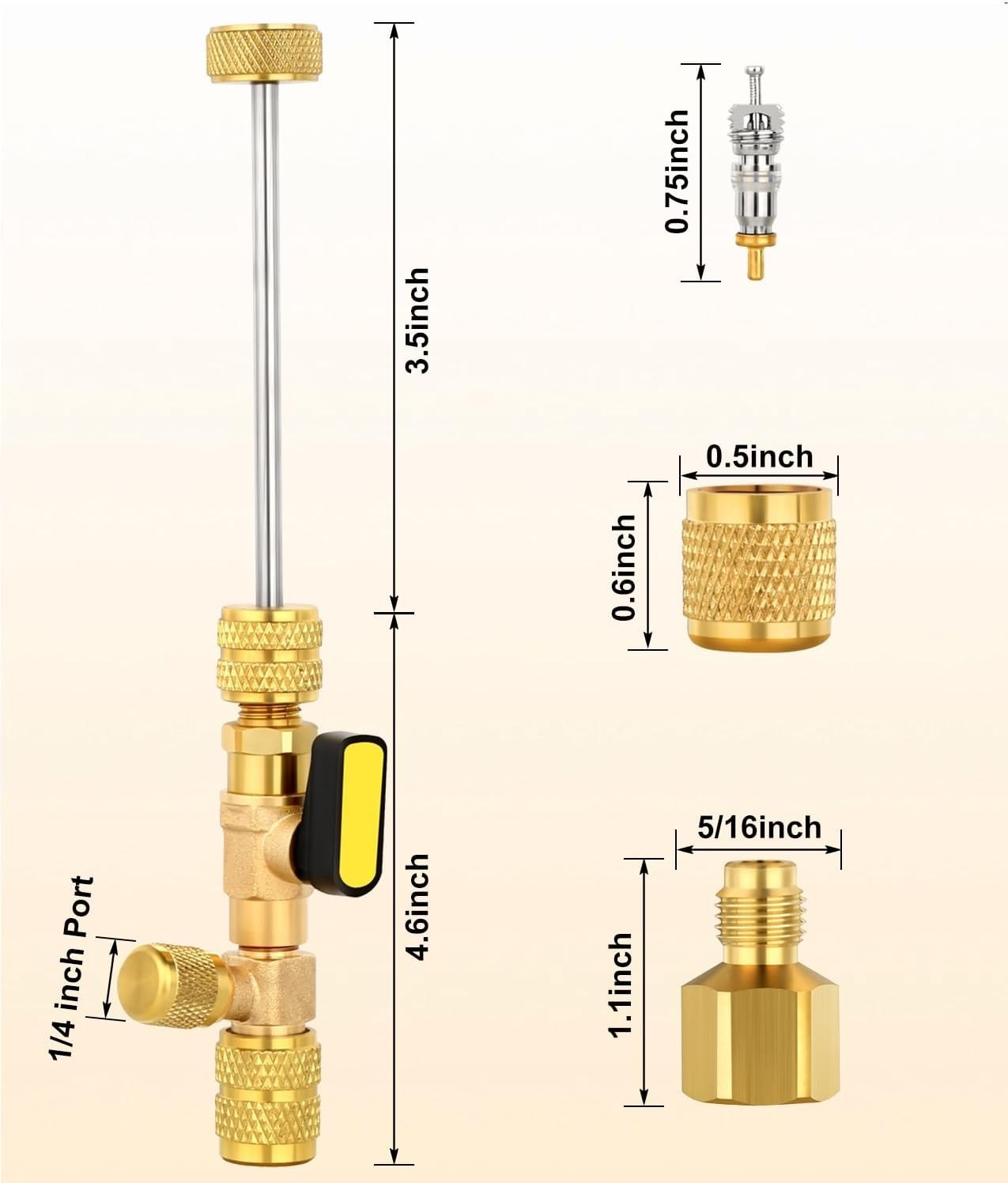 Durable Brass Valve Core Tool Set with 20 Valve Cores & 10 Brass Nuts Included