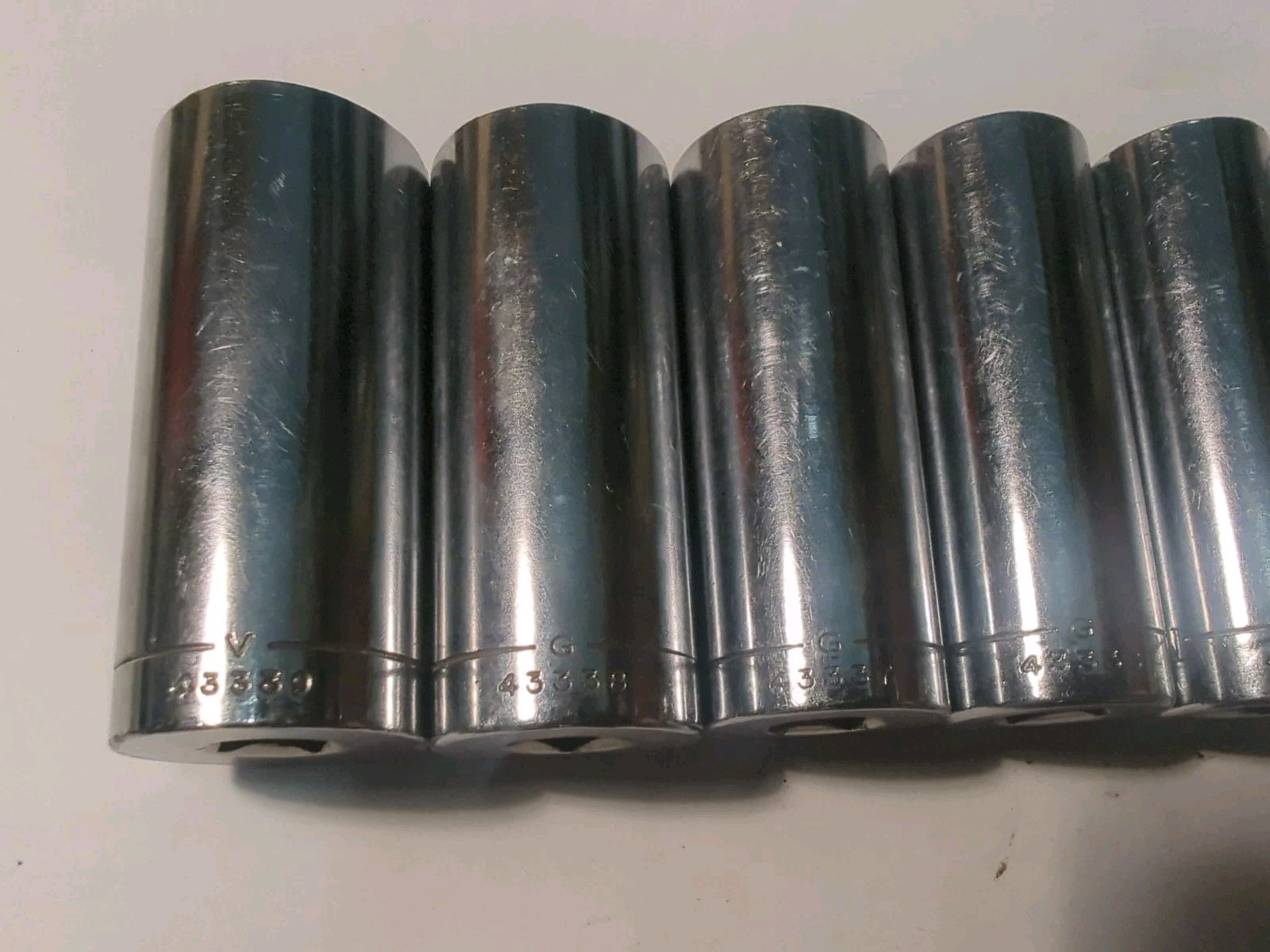 Nice Craftsman 9pc 3/8 Drive 6Pt Deep SAE Socket Set 3/8-7/8 G Series USA 433XX