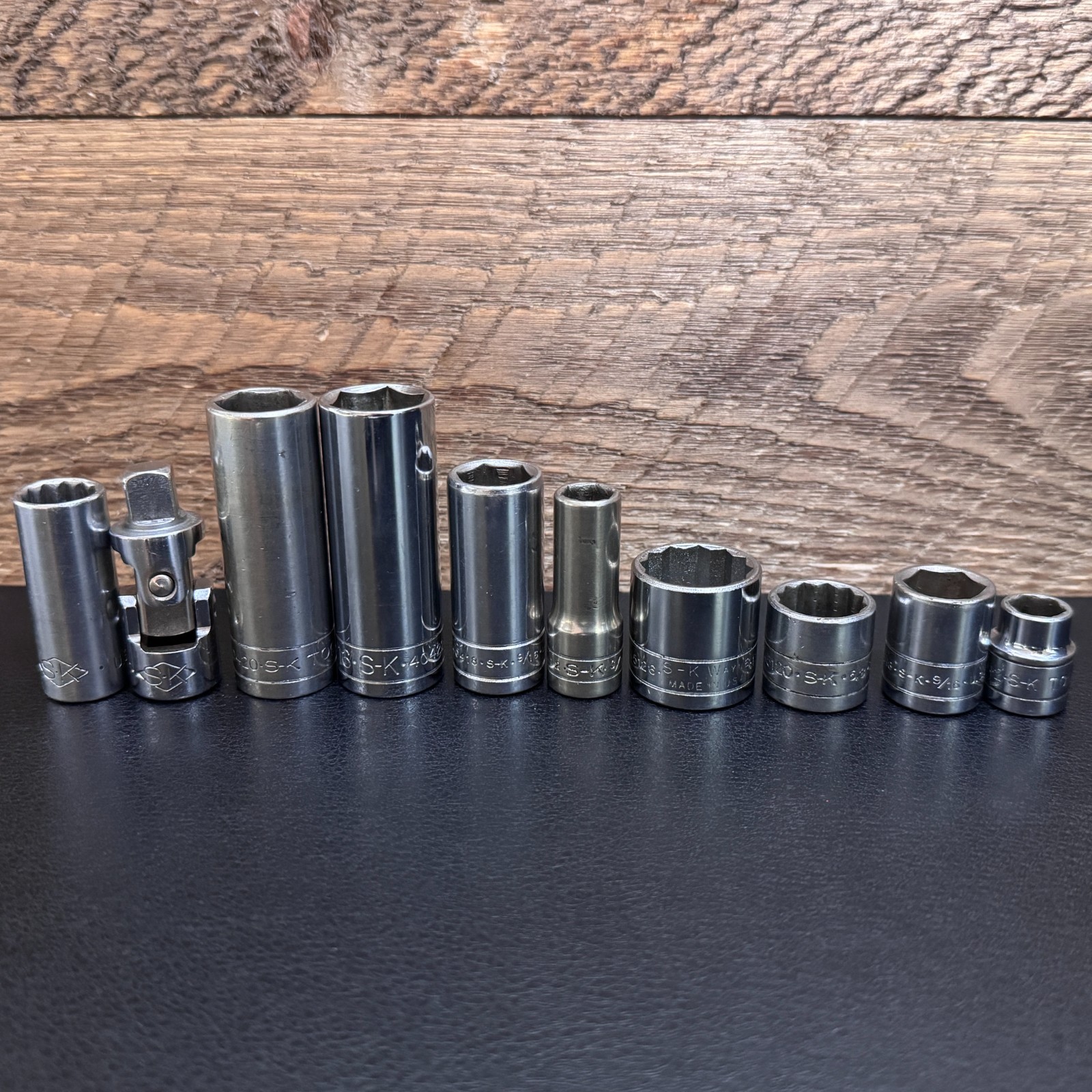 S-K Tools 3/8 Drive SAE Socket Lot 12PT 6PT Deep, STD, Universal & Ratchet 45170