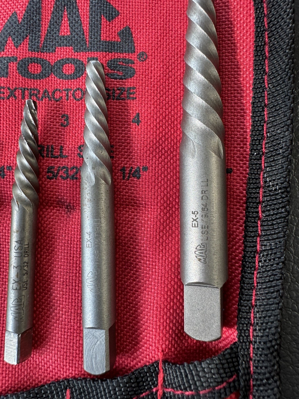 Mac Tools 5 PC Spiral Flute Extractor Set SPEX5S **MISSING 5/64’’ Extractor**
