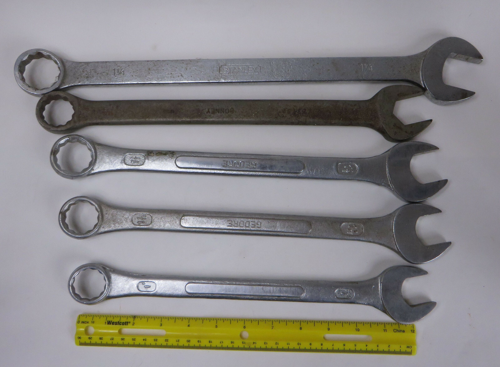 Set of 5 Large Combination Wrenches 1″ – 1 1/4″ Stanley Bonney Gedore