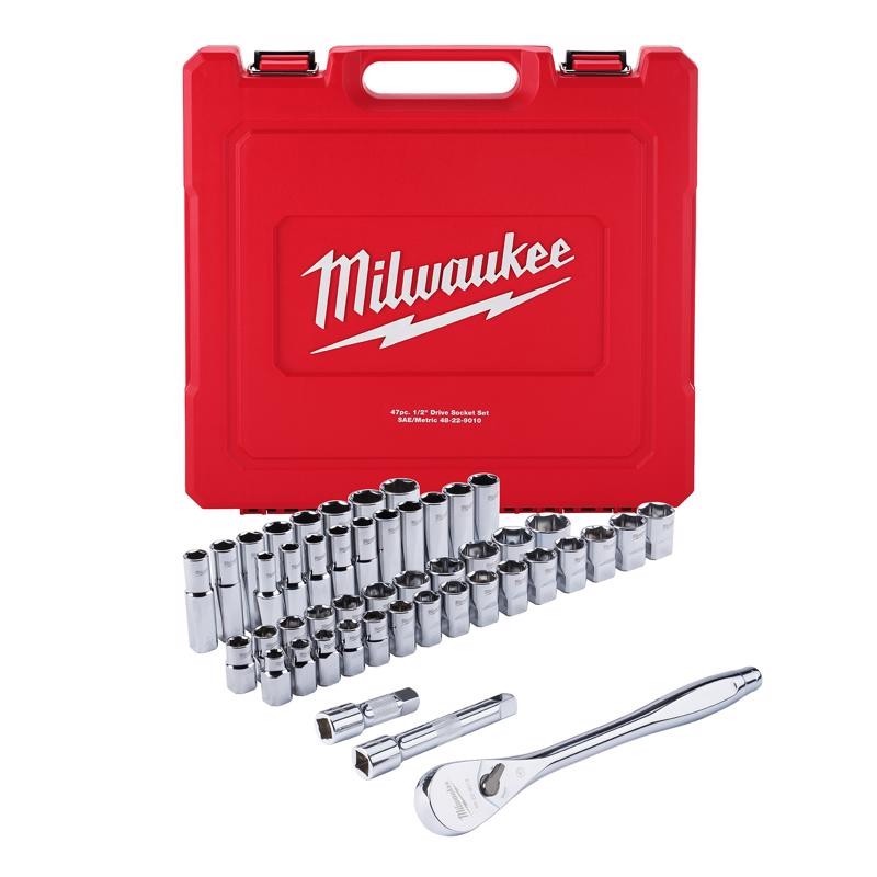 Milwaukee 48-22-9010 47 Piece SAE And Metric 1/2″ Drive Socket Set NEW