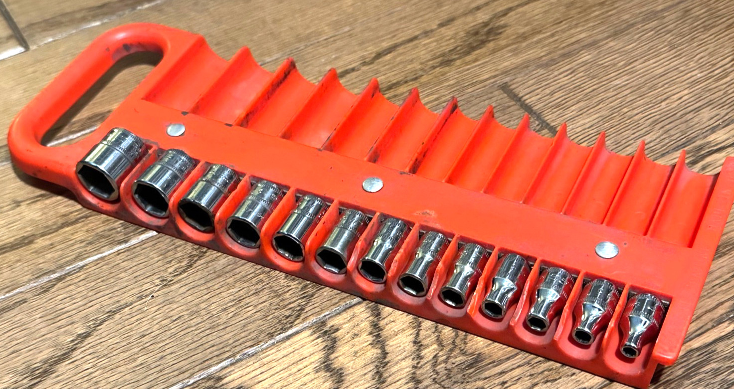 🇺🇸 Snap On Tools 4mm-15mm Metric 1/4” Socket Set 6PT Shallow Lot Magnetic Tray