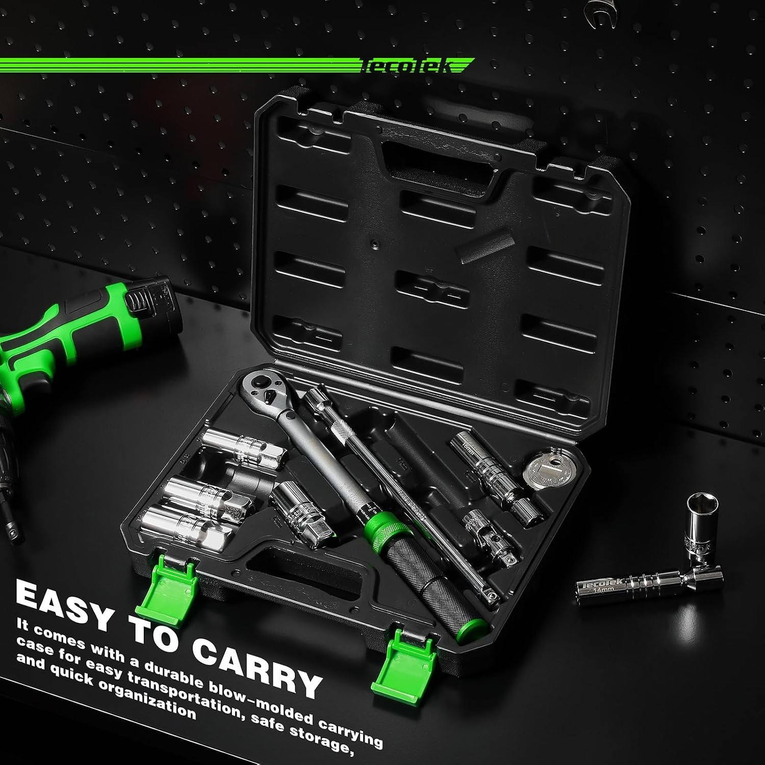 11-Piece 3/8″ Drive Spark Plug Socket Set with Click Torque Wrench Included