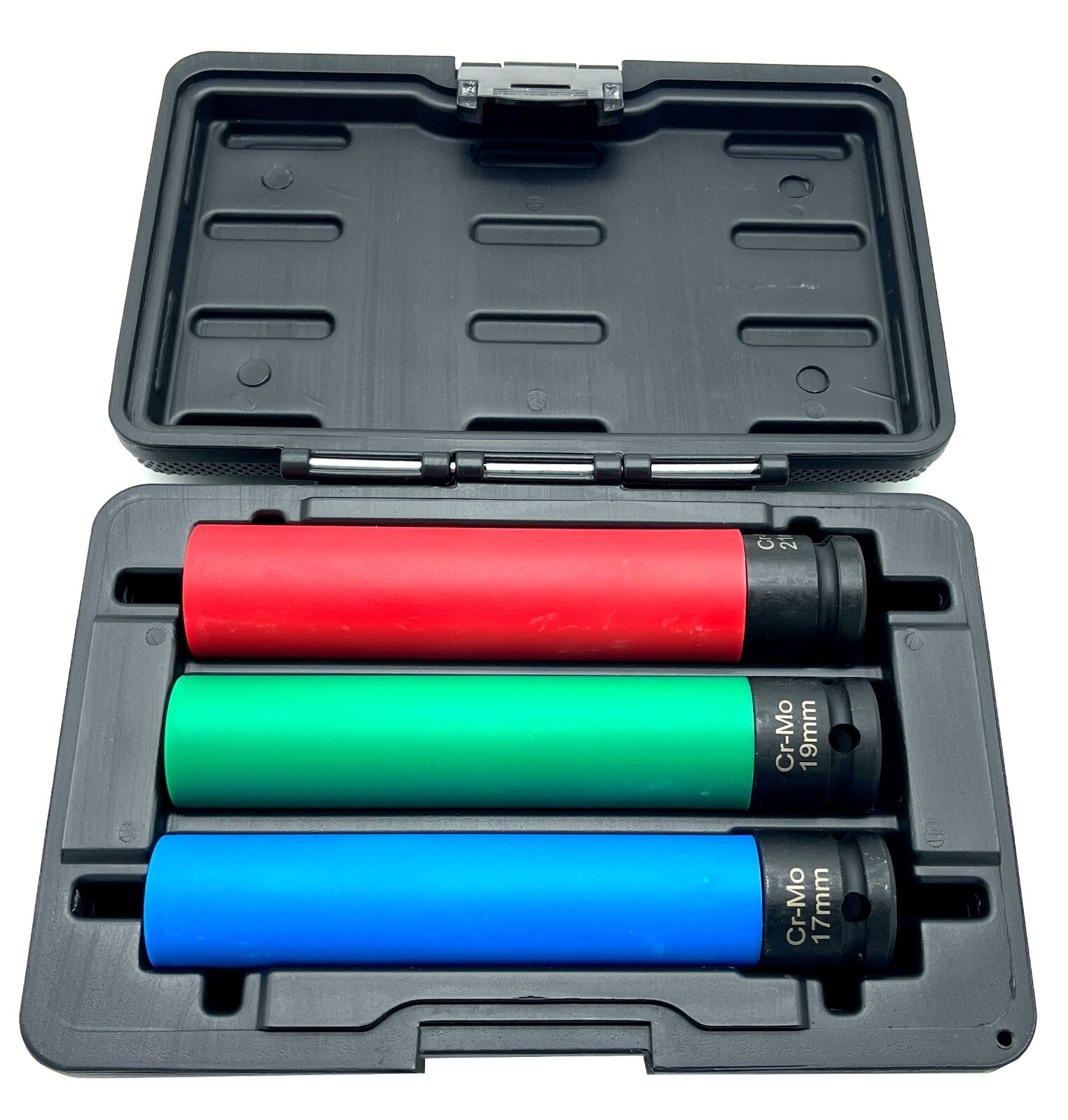 3 Pcs EXTRA LONG 1/2″ Color Thin Wall Wheel Lug Nut Deep Impact Socket Set