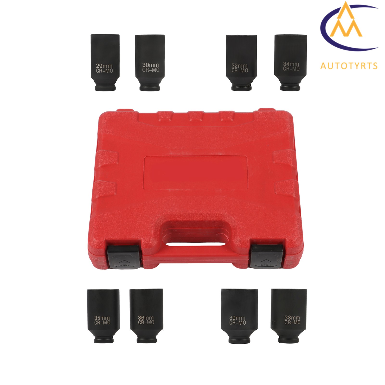 8PCS 1/2″ Drive Deep Spindle Axle Nut Impact Socket Set 12 Point 29-39mm