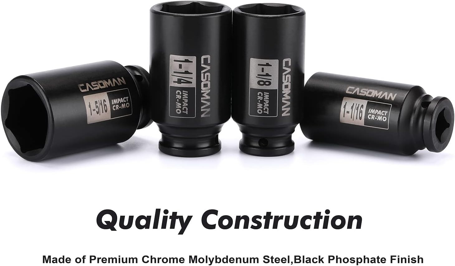 1/2-Inch Drive Deep Spindle Axle Nut Impact Socket Set, 6 Point, CR-MO, SAE, …