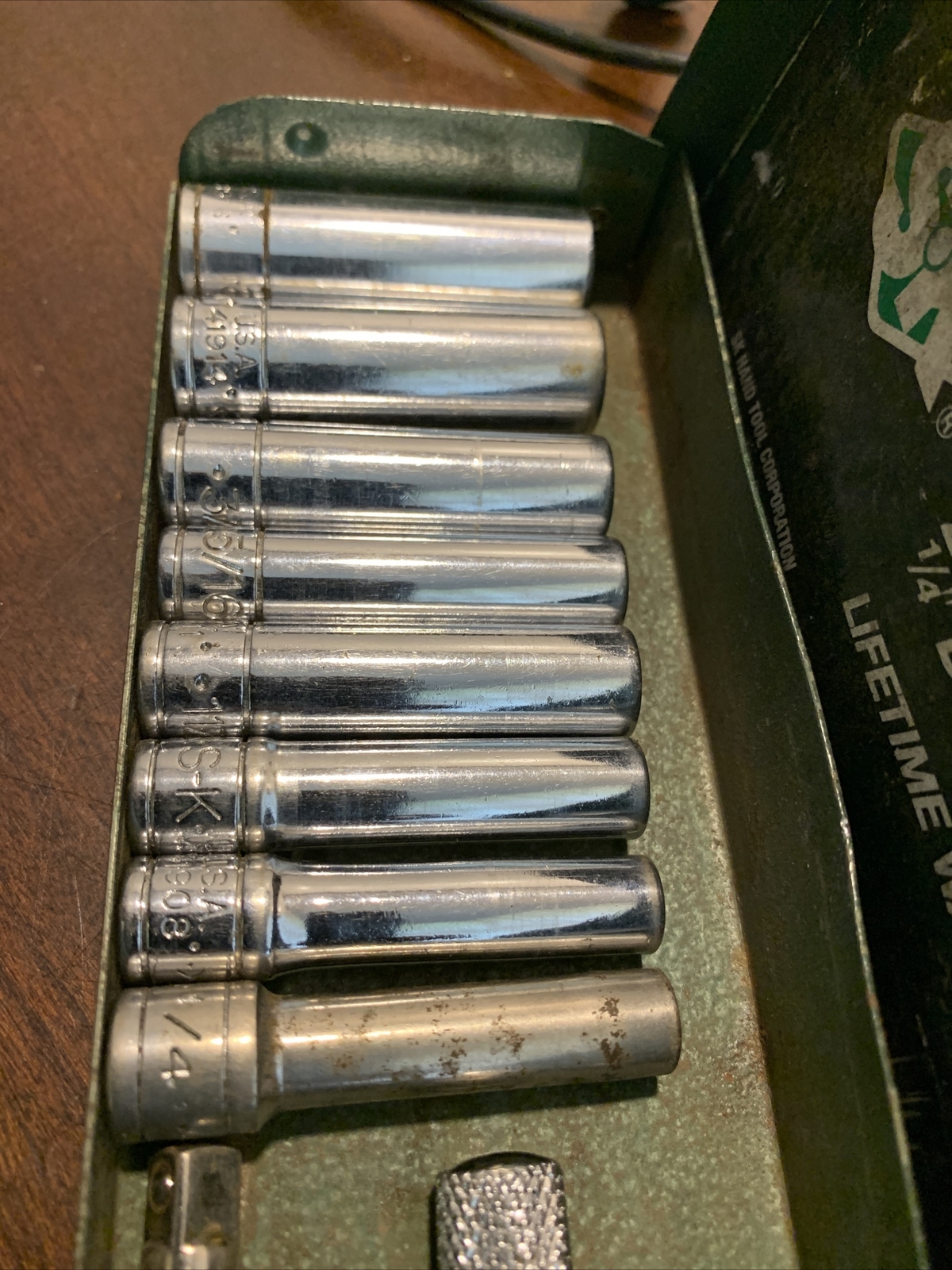 Sk Tools USA Socket Set SAE 1/4 Drive shallow deep ratchet extension service kit
