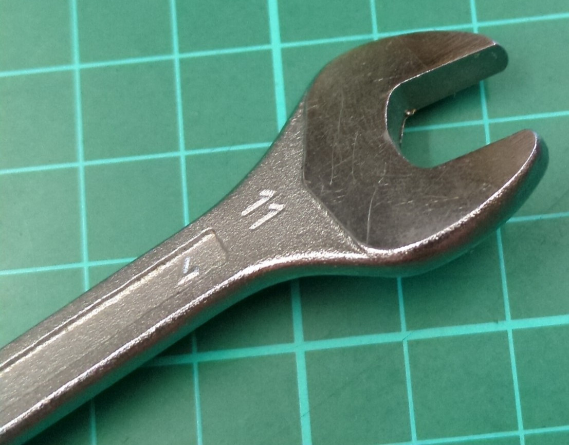 Vintage Facom No44, 10mm x 11mm Vanachrome Open Ended Spanner Made In France