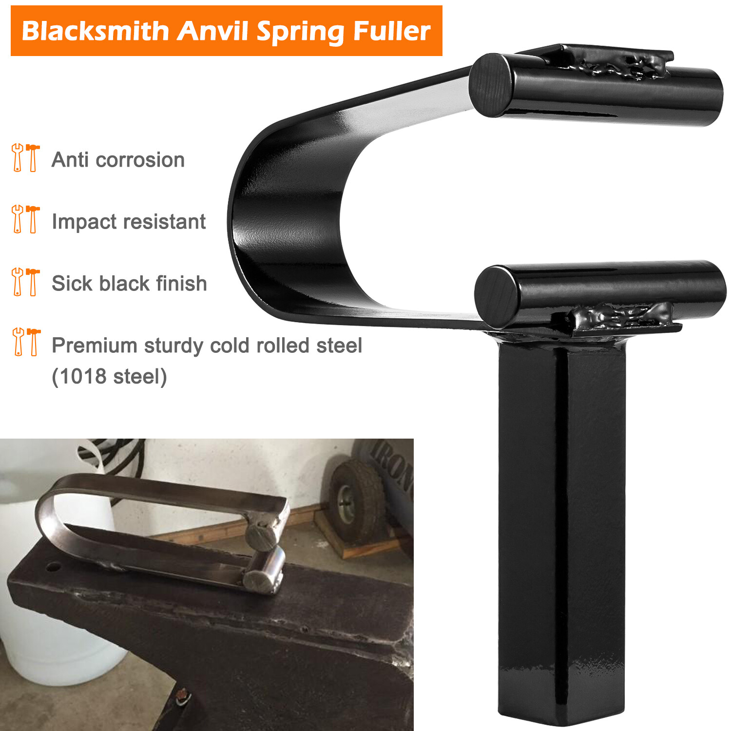 Blacksmith Anvil Forge Hardy Tool 3/4″Hot Cut Creasing Stake Spring Fuller Tools