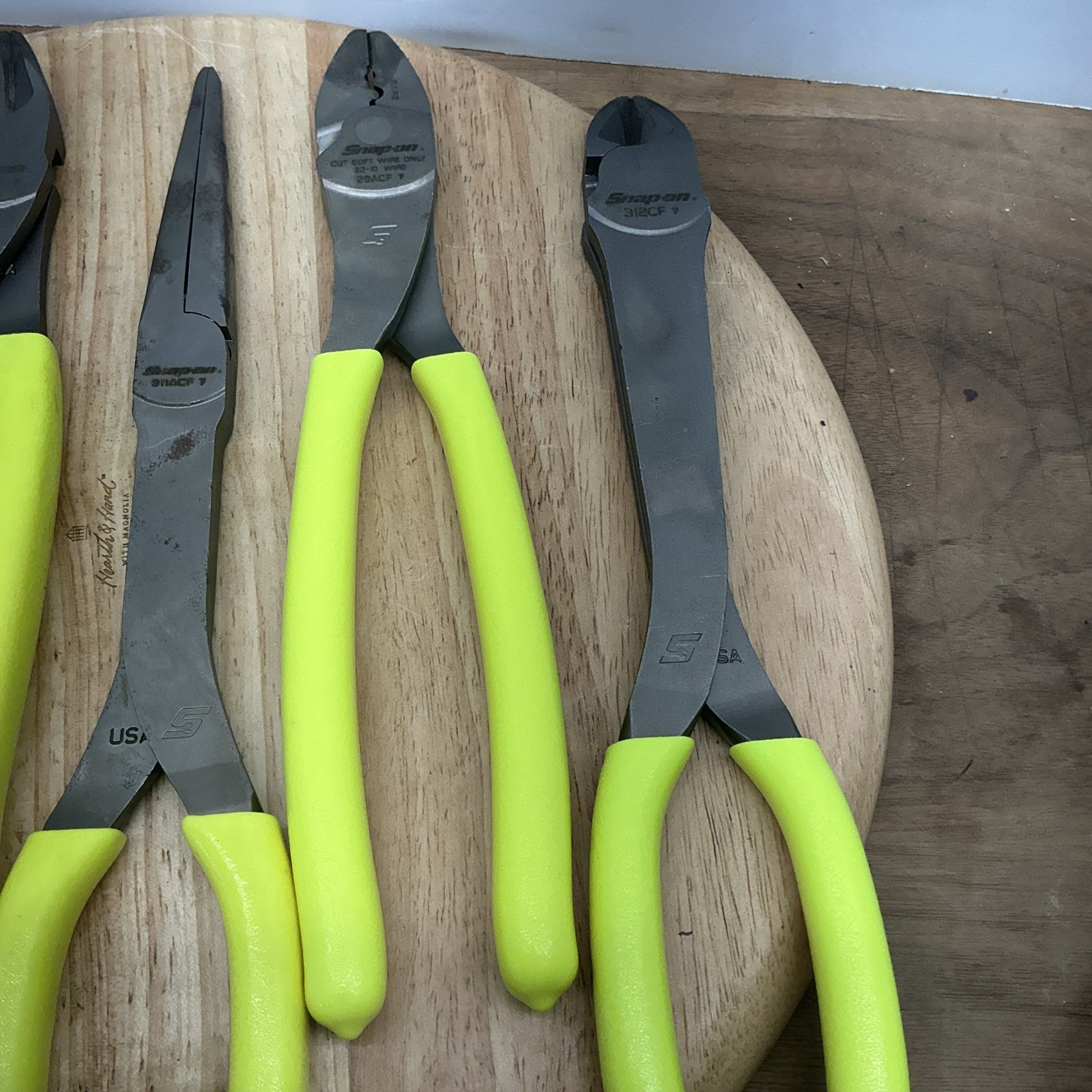 Snap on Tools 6-Piece Hi-Viz Yellow Plier Set Excellent Condition(Q)