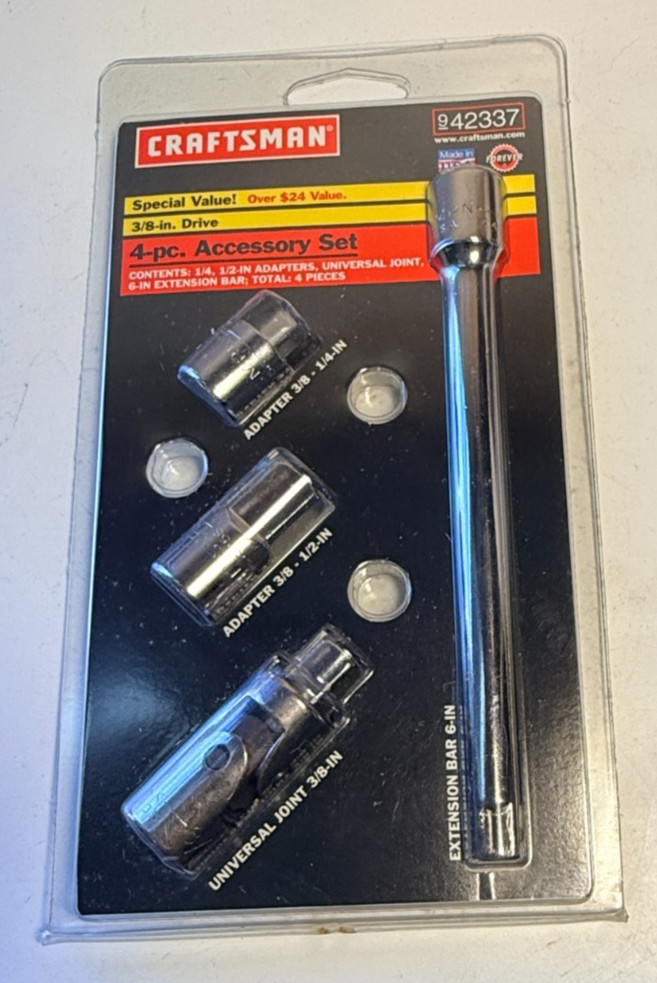 SEARS Craftsman 3/8in. Drive 4-pc. Adapter U-Joint Accessory Set 42337 USA NOS