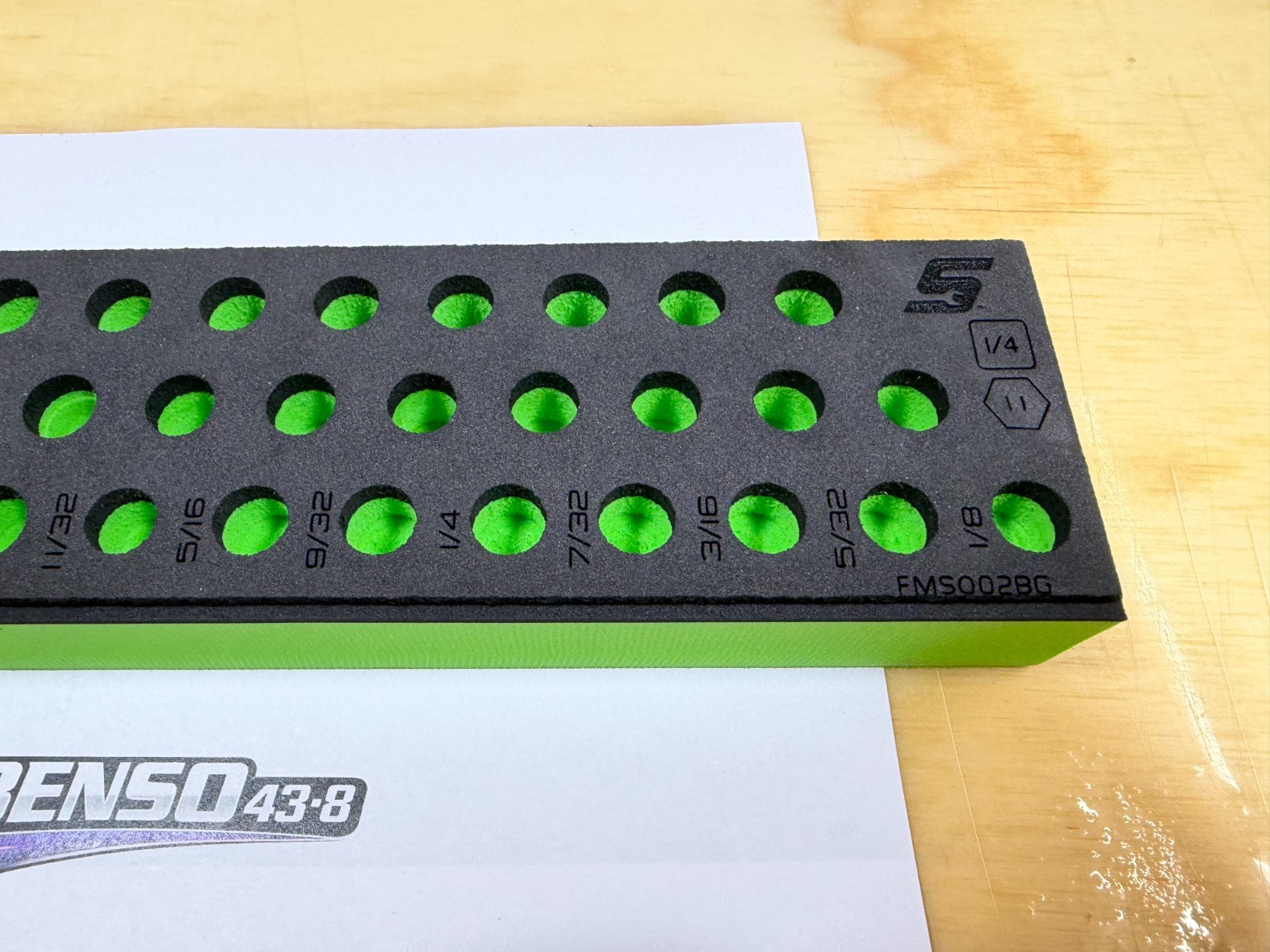 Snap-on Tools GREEN FOAM ORGANIZER For 39pc 1/4″ Drive SAE Socket Set FMS002BG