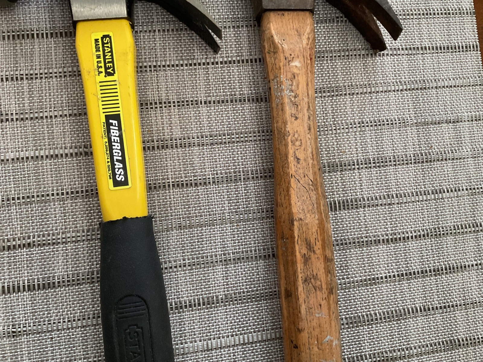 2 Stanley 16-oz Claw Hammers 51-110 FiberGlass Handle 51- 180 Wood Handle