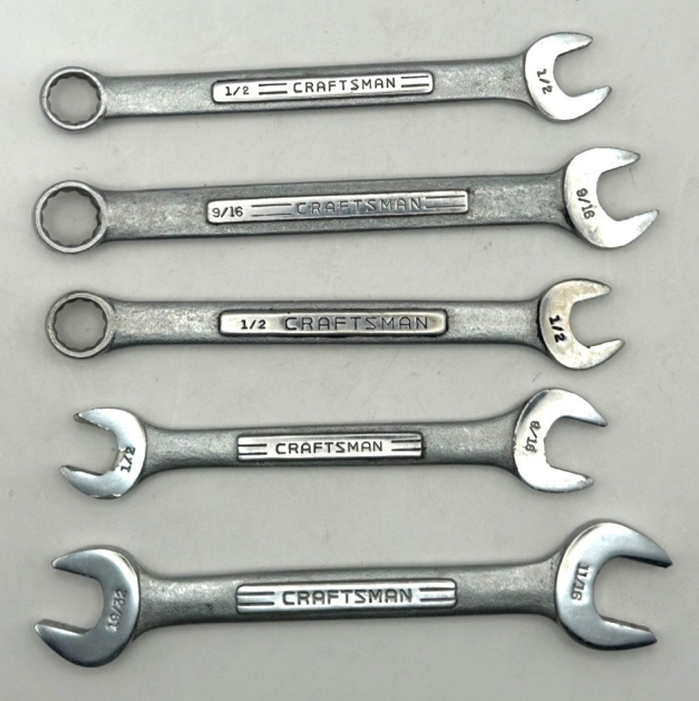 Vintage Craftsman USA SAE Wrench Lot 5 Pc 1/2 9/16 7/16 3/8 11/16 3/4