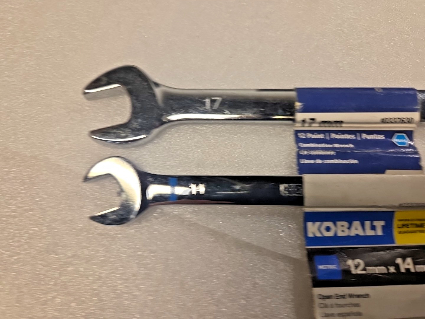 Lot of 2 Kobalt Wrenches 17mm 12 Point Combination + Open End 12mm 14mm