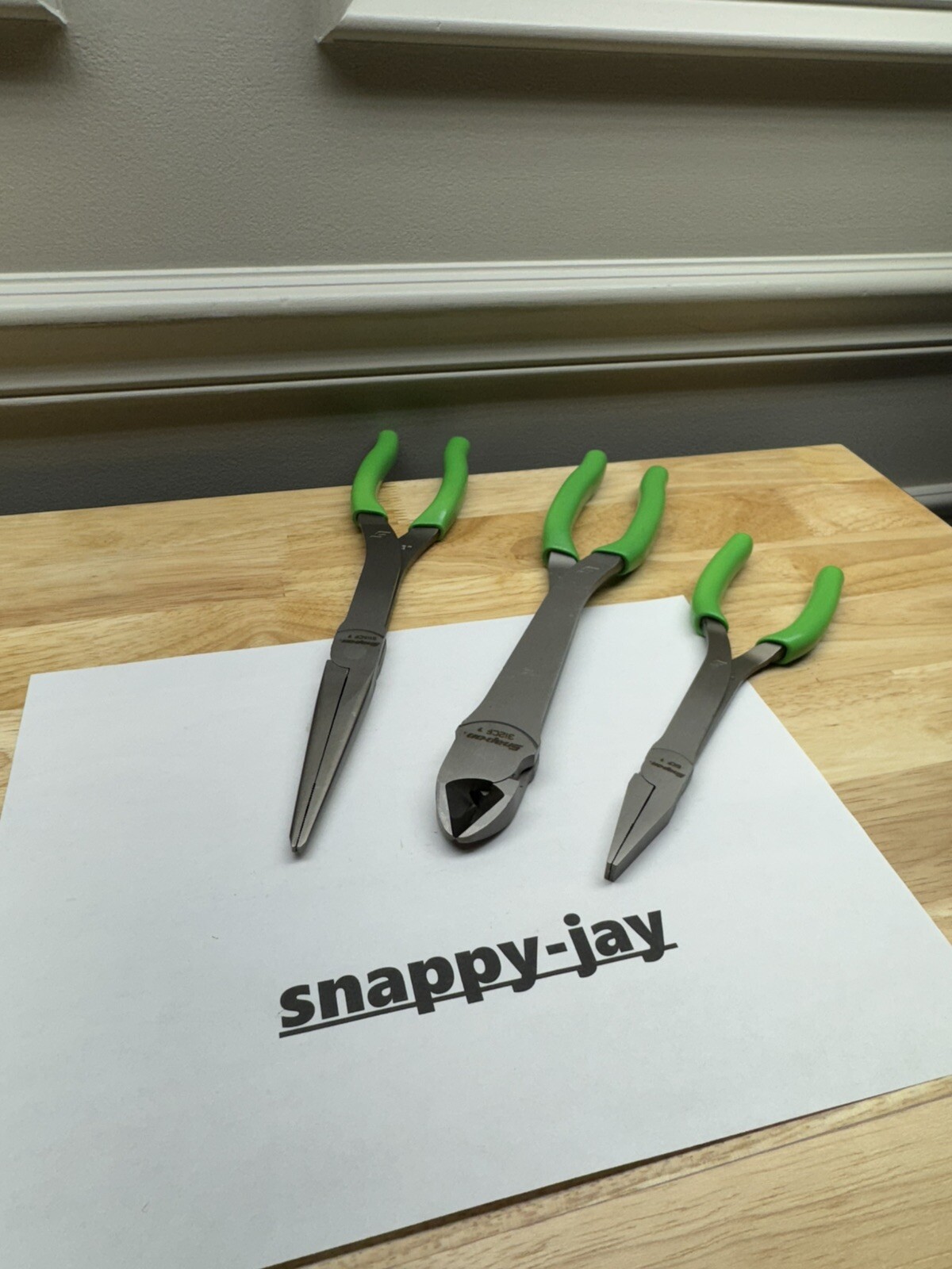 Snap-on Tools USA NEW GREEN 3pc Plier & Cutter Lot Set – 61CF – 911ACF – 312CF