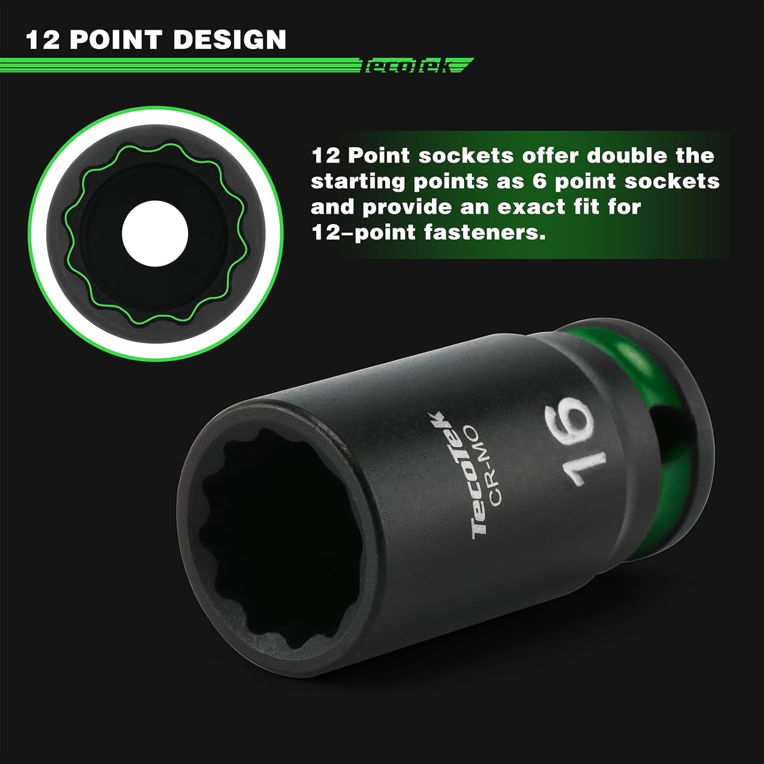 12-Point Impact Socket Set 7-19mm 3/8in Drive Chrome Molybdenum Steel