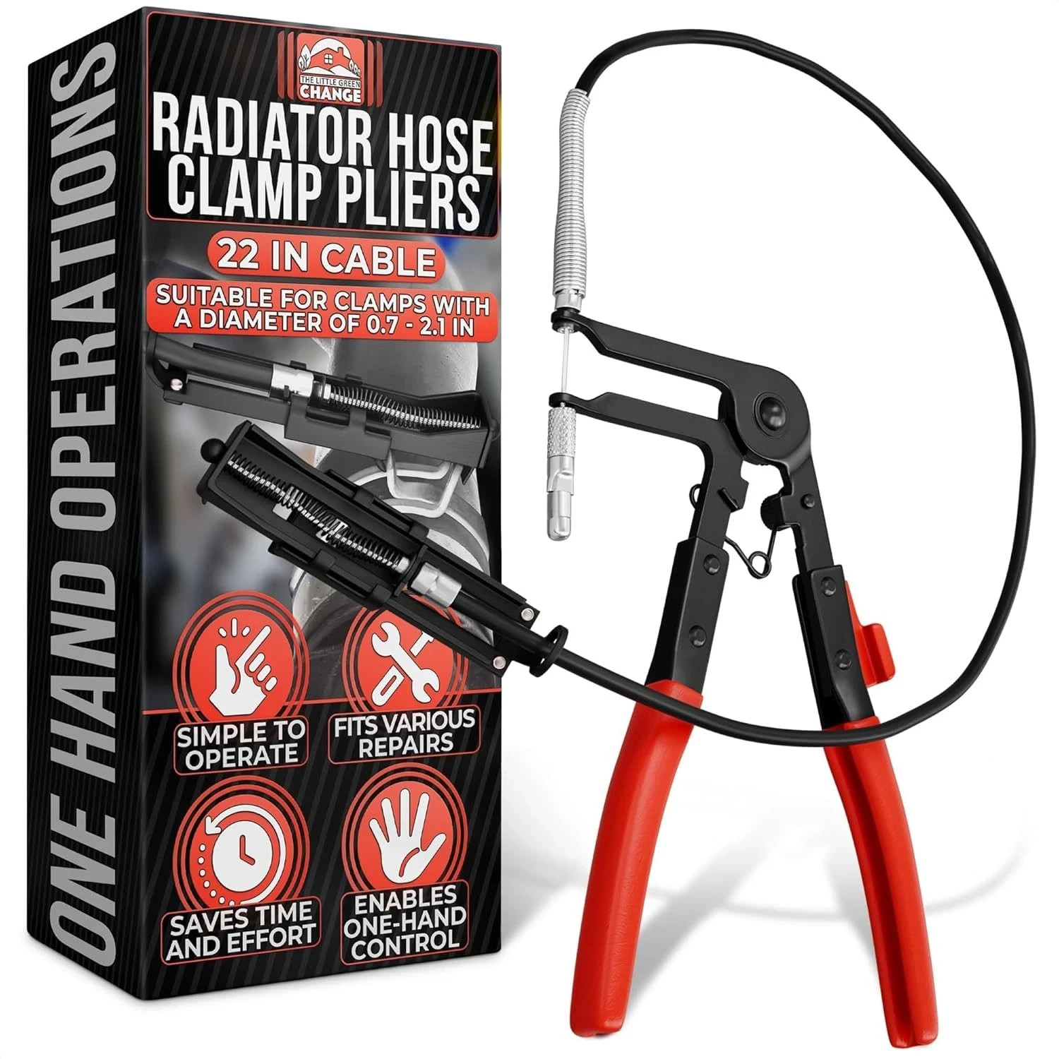Radiator Hose Clamp Pliers Automotive Tool – 3.7 x 8.2 inches, Black & Red