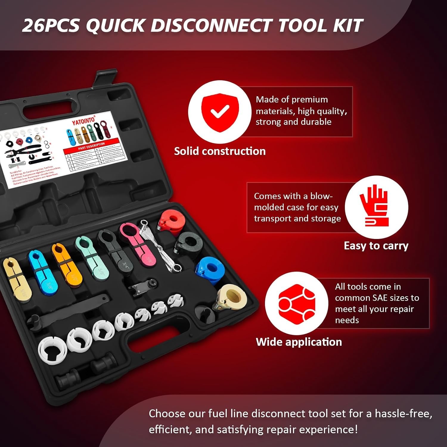 Automotive Fuel Line Disconnect Set: Complete Kit for GM, Ford, Dodge Vehicles
