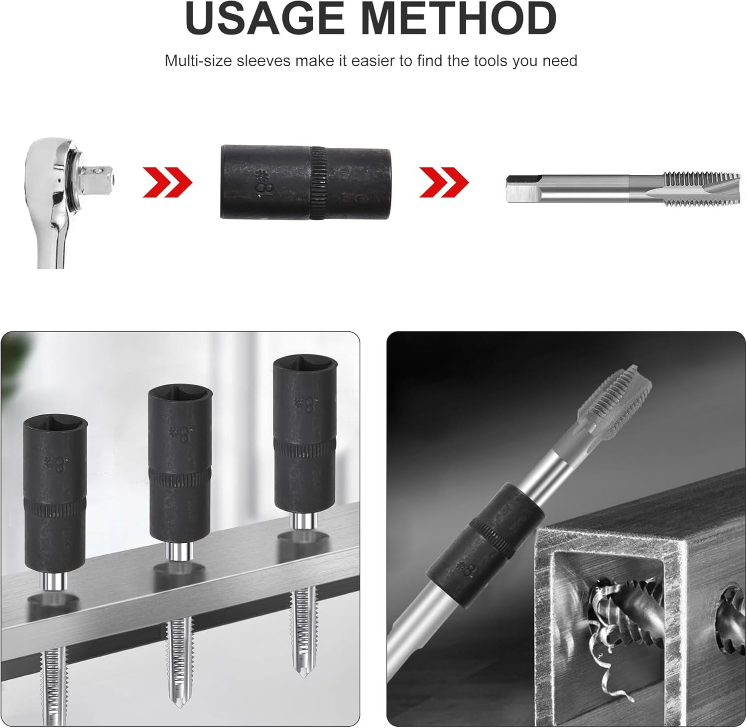 10-Piece Tap Holders Set 1/4″Dr 3/8″Dr Socket Magnetic