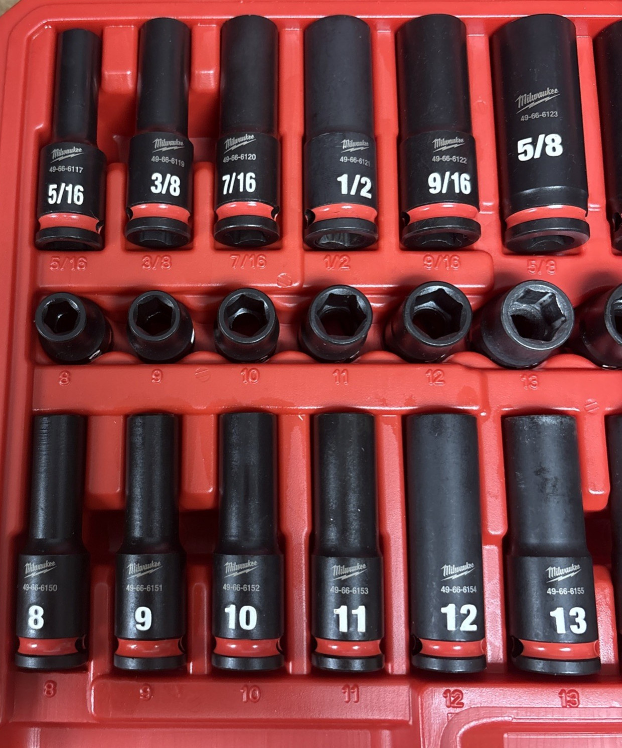 Milwaukee 3/8 Inch Drive SAE and Metric 6 Point Impact Socket Set (42-Piece)