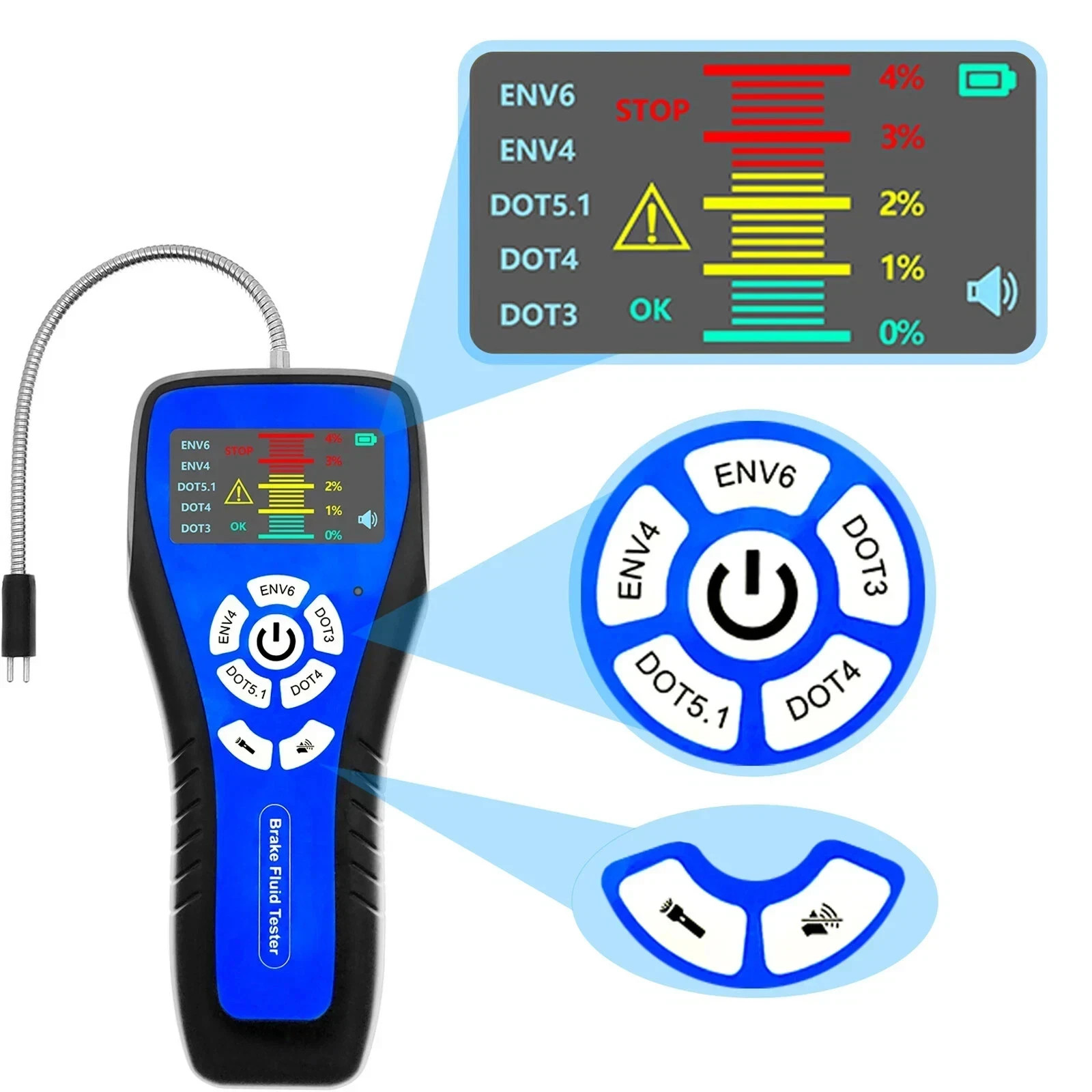 Auto Brake Fluid Tester,Corrosion Resistance Probe for DOT3 DOT4 DOT5 ENV6 ENV4