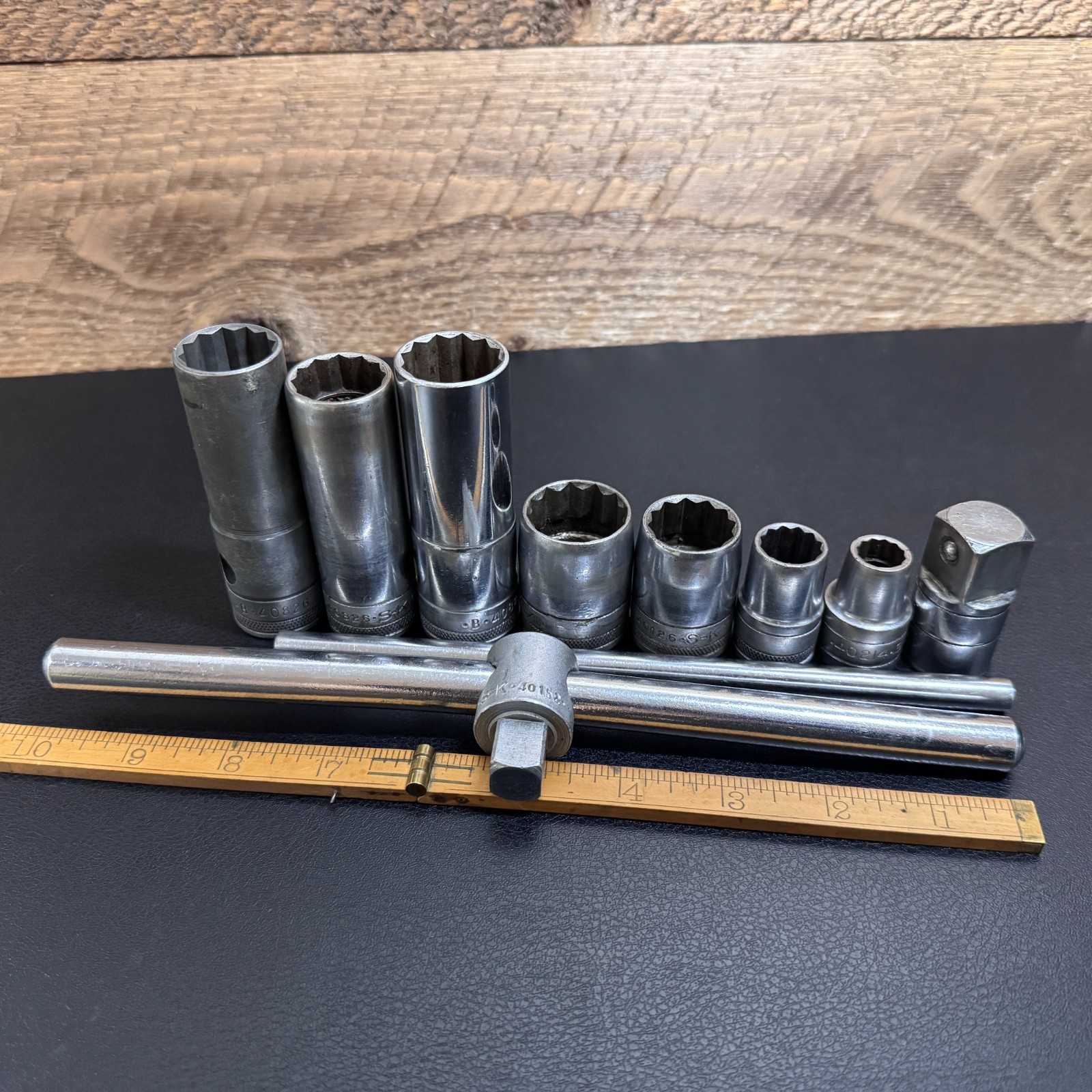 S-K Tools 1/2 Drive Socket Lot 12PT SAE Deep STD T-Handle Breaker Bar Cross Bar