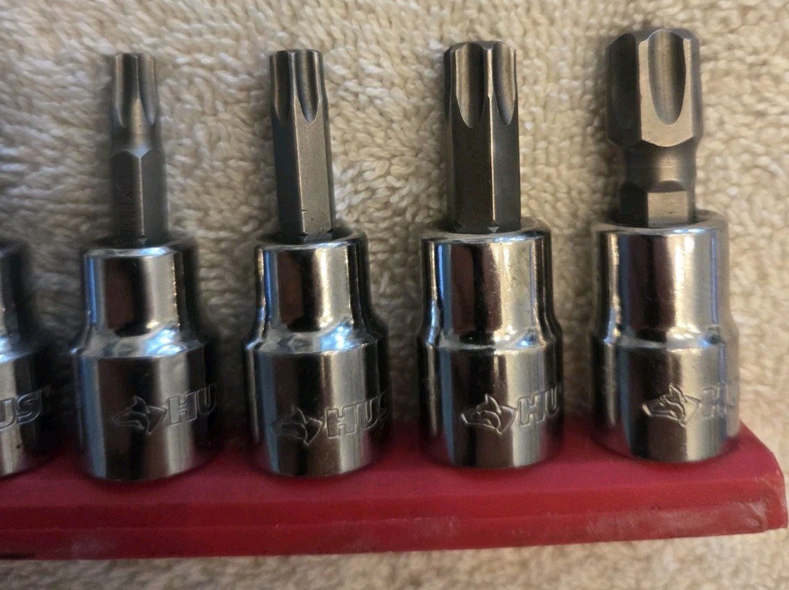 Husky 8 Pc Torx Bit Socket Set T15 – T55 Star Drive Sockets with Red Storage…