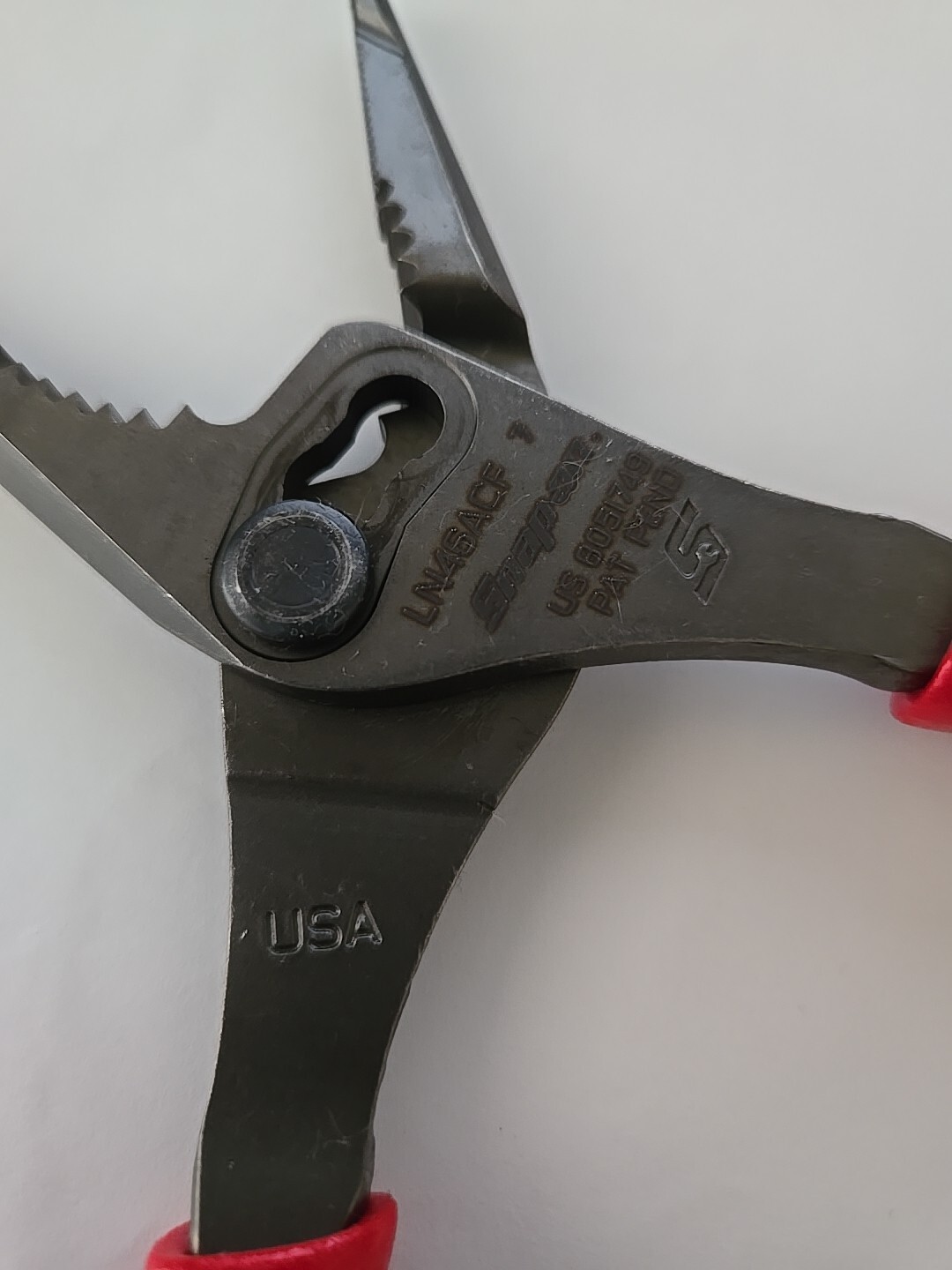Snap On Tools 7″ Long Nose Pliers 3 Slip Joint Talon Grip 57% More Power RED NEW