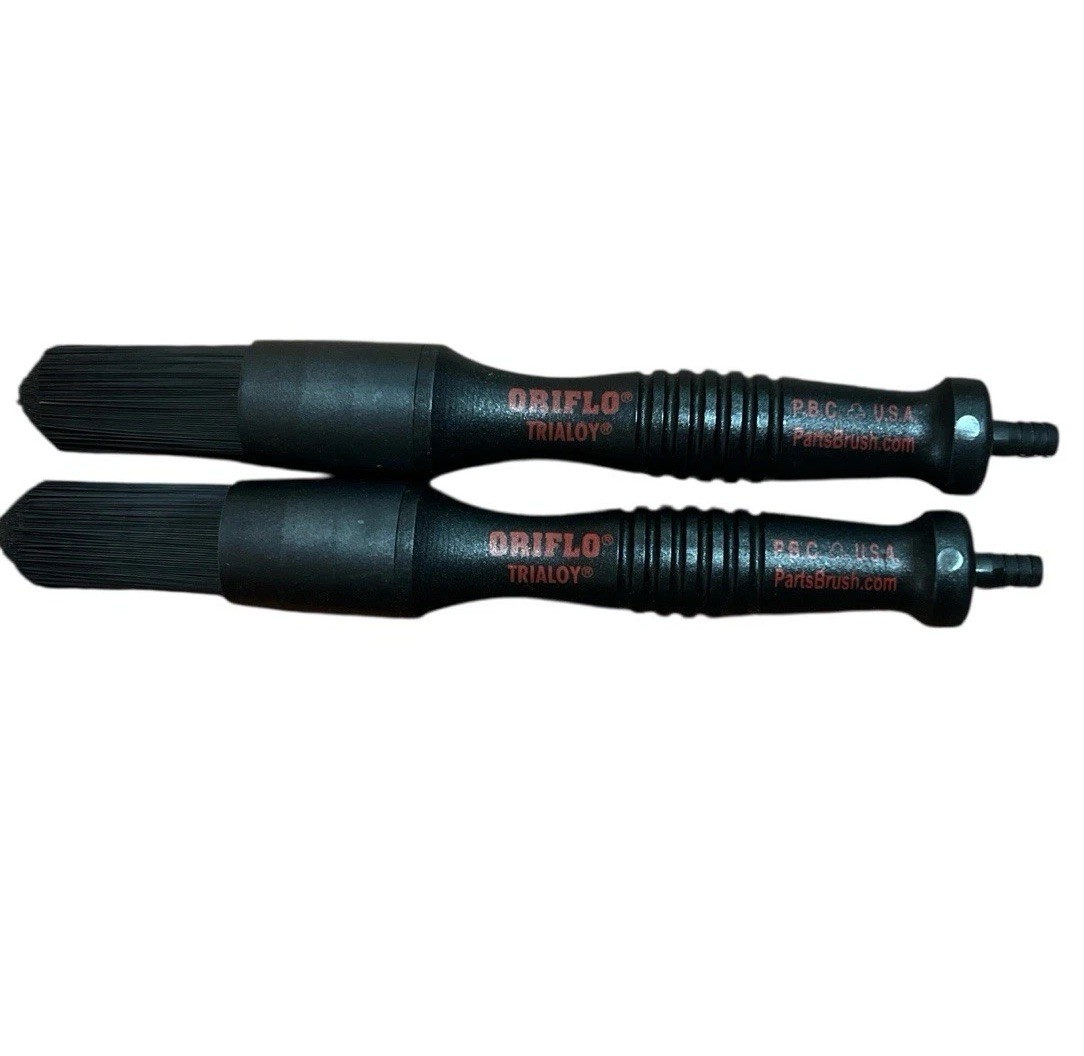 Qty 2 Oriflo Trialoy 10.25” Long Flow Thru Parts Brushes No Hose Black New Set