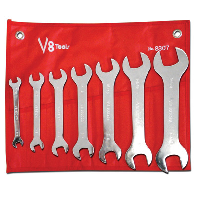 V8 Tools 8307 Super Thin Open End Wrench Set, 7 Piece, 3/8″ To 1-1/4″