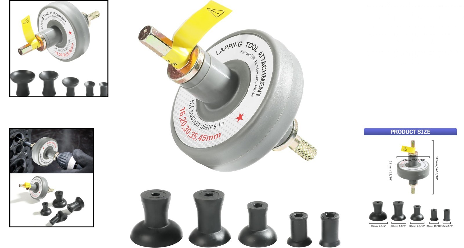Valve Lapping Tool Kit Valve Lapping Tool & Compound Kit with 5 Suction Plate…