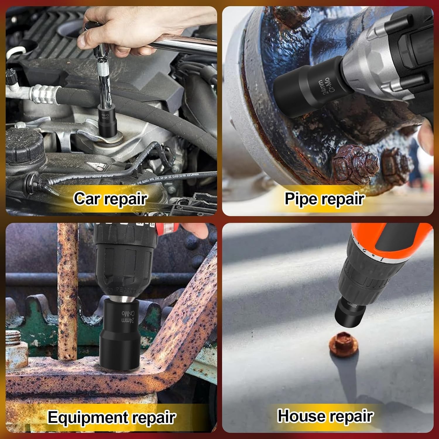 10PC Bolt Extractor Set 1/2″ Drive Lug Nut Remover Socket Impact Tool