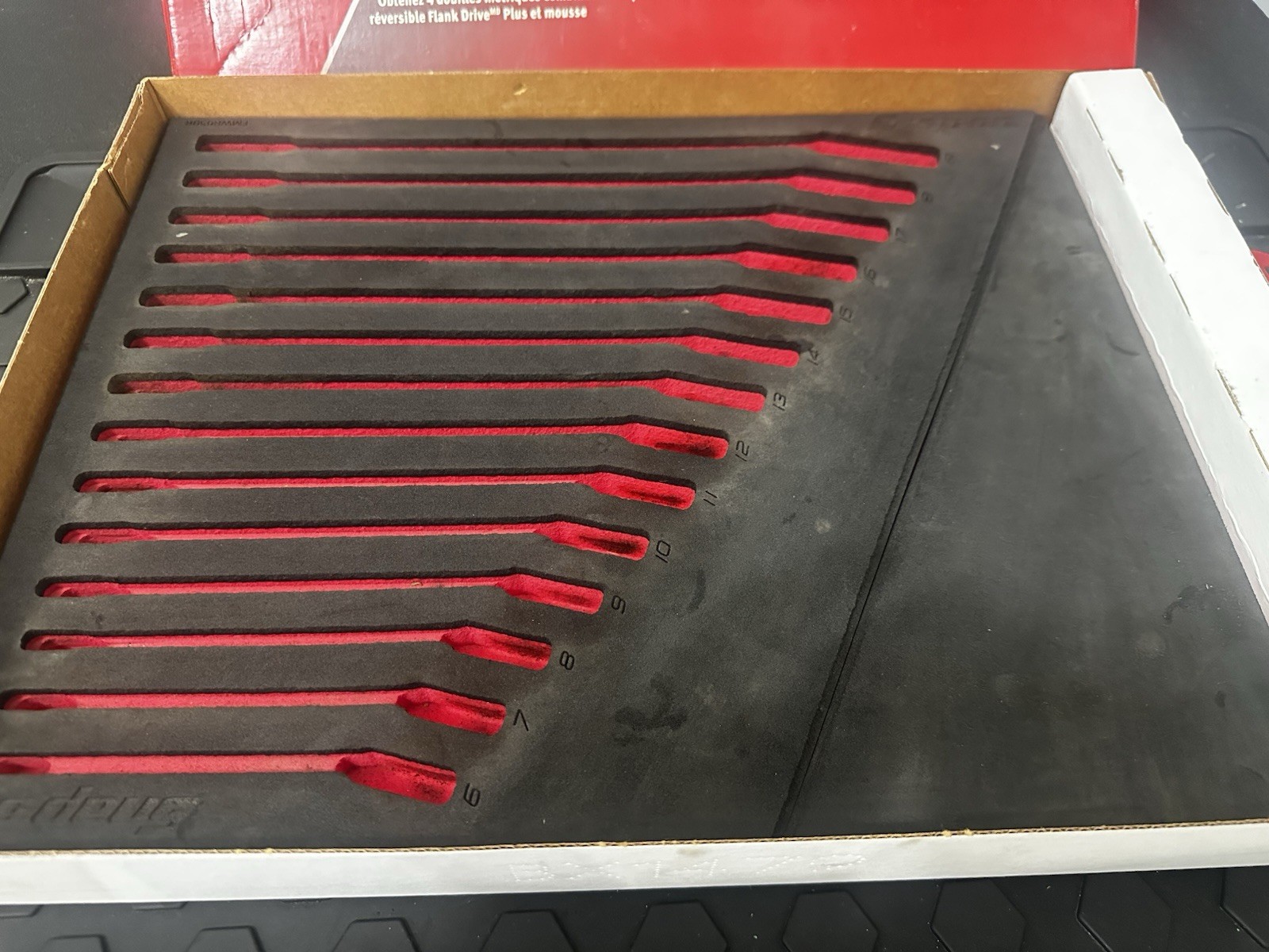 Snap-On Ratcheting Wrench Foam Organizer 6mm-19mm Metric FOAM ONLY