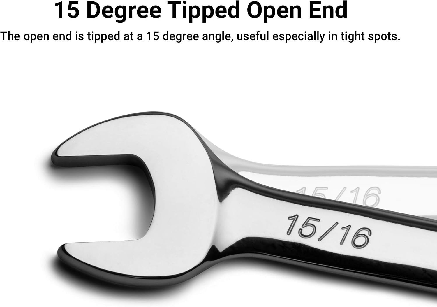 1/4-inch 12-Point Combination Wrench with 15-Degree Offset for Optimal Torque