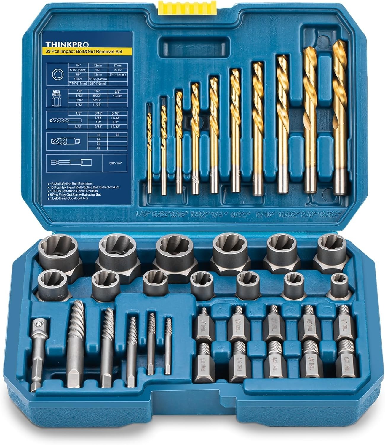 39-Pc Bolt Extractor Set & Drill Bit Kit – Stubborn Lug Nut Removal Made Easy