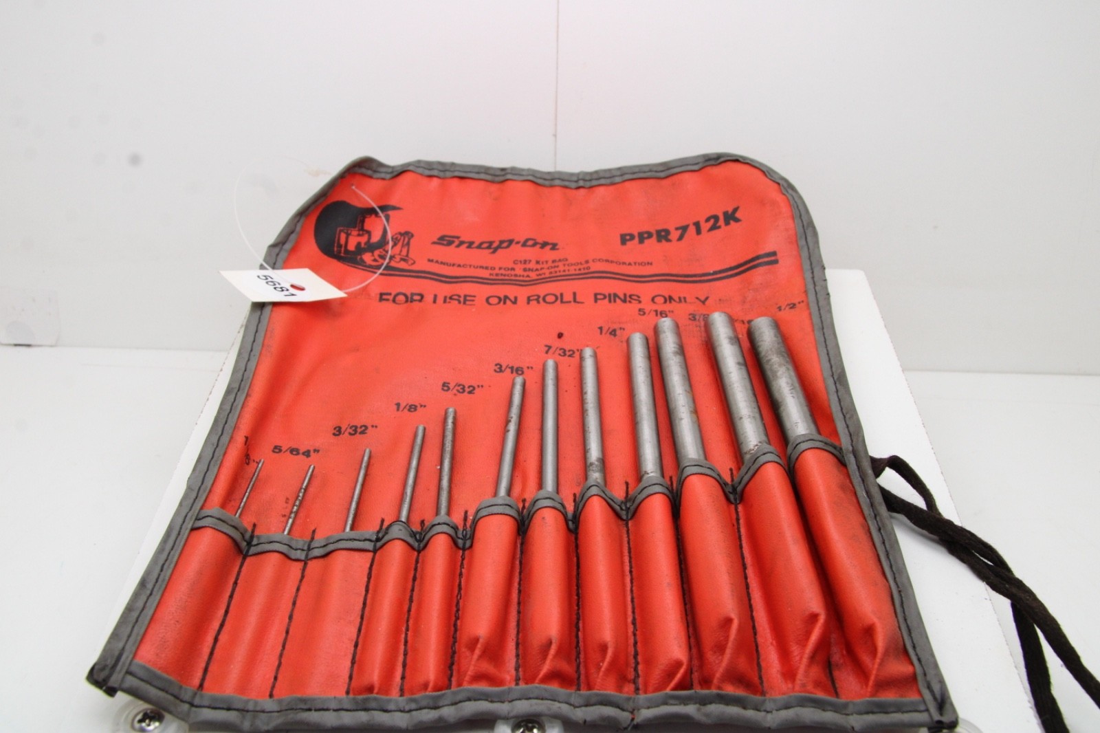 Snap-On PPR712K 1/16″ – 1/2″ 12 Piece Roll Pin Punch Set COMPLETE