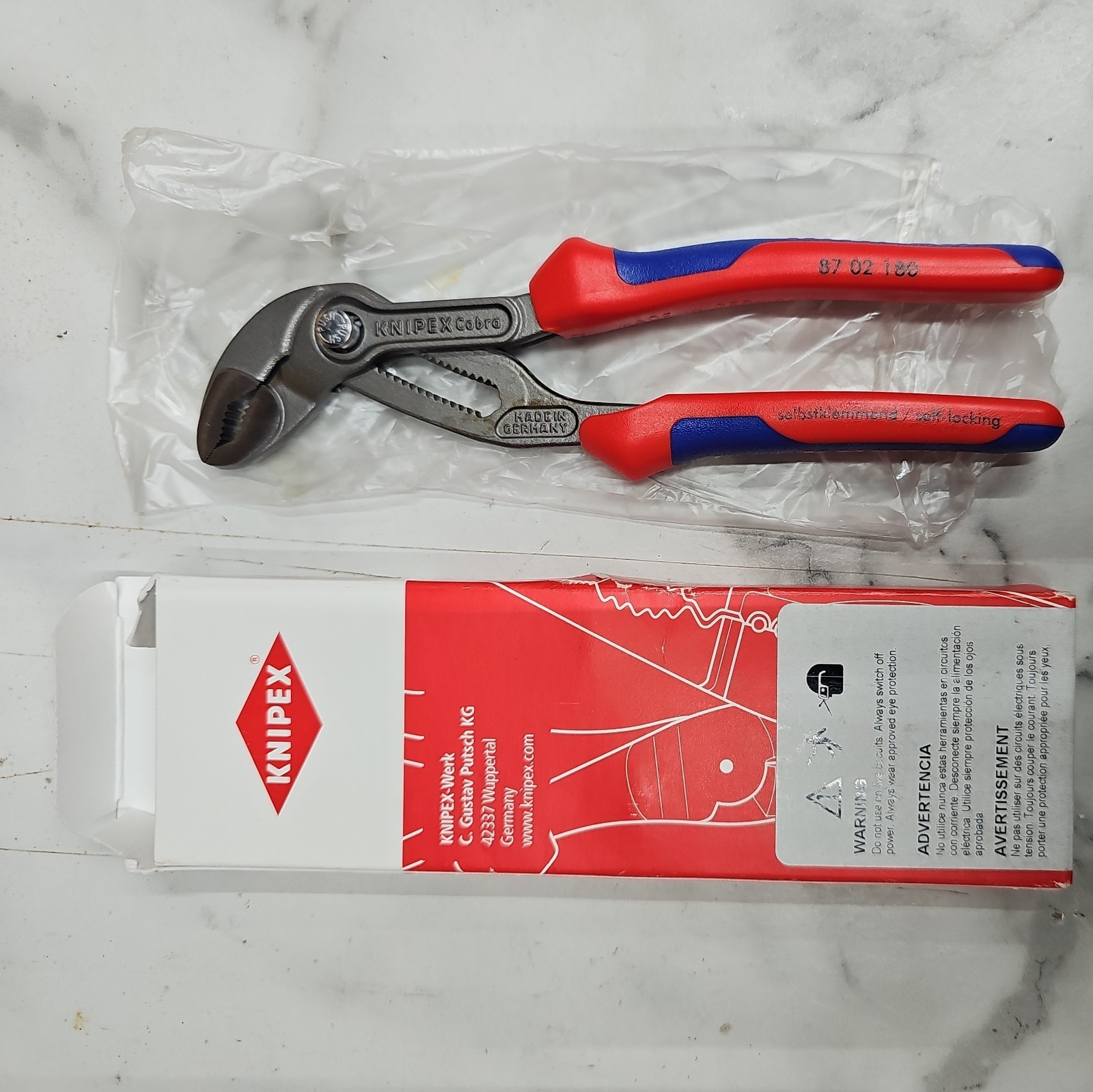 KNIPEX 38381 KNIPEX 87 02 180 SB Cobra High-Tech Water Pump Pliers, 180mm