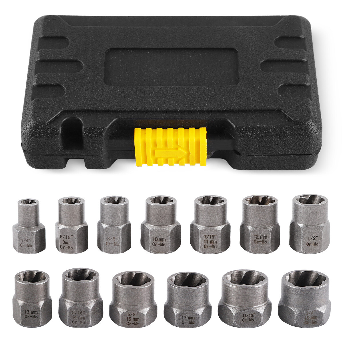 15 PCS Damaged Lug Nut Lock Remover Twist Socket Set Screw Extractor Tool 8-19mm