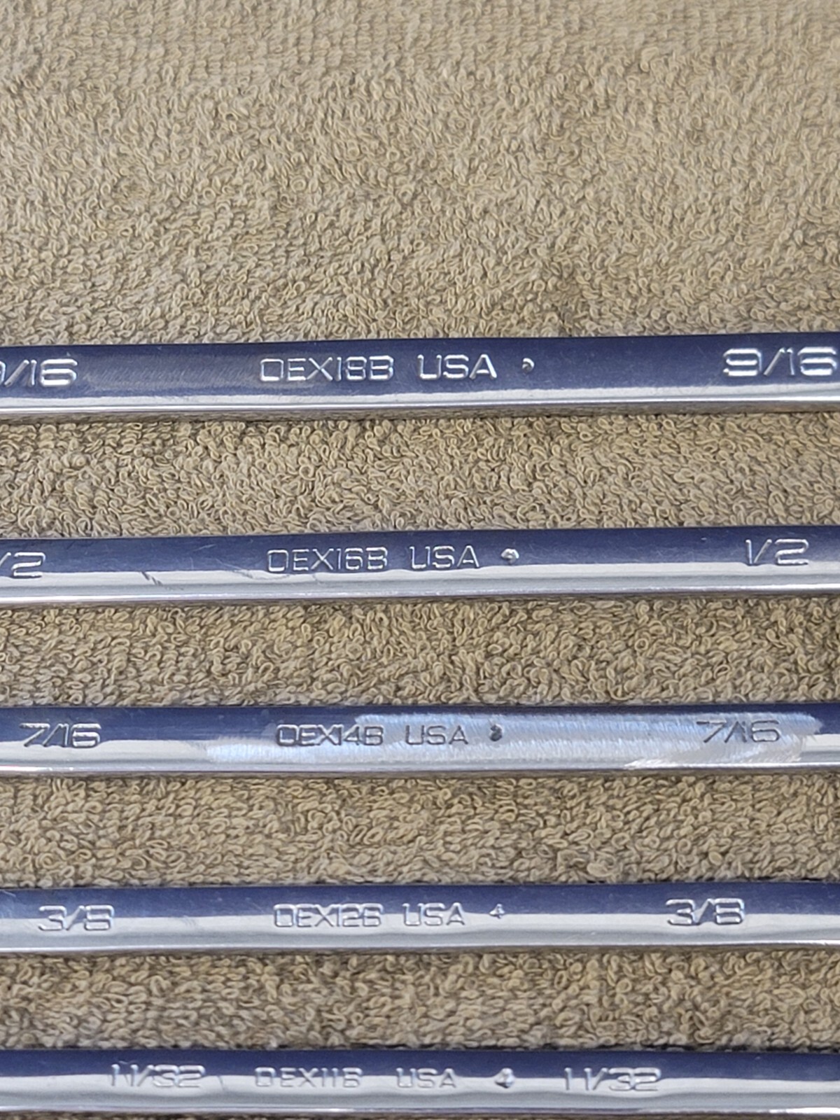 Snap on OEX Combination Wrench Set Sae 1-1/16 1 15/16 7/8 13/16 3/4 9/16 3/8 1/4