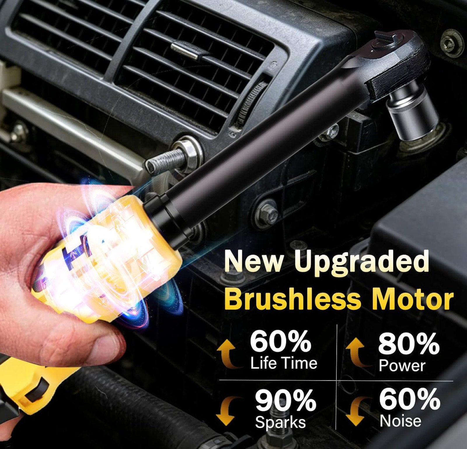 3/8″ Cordless Electric Ratchet Wrench Compatible with DeWalt 20V MAX Batteries-5