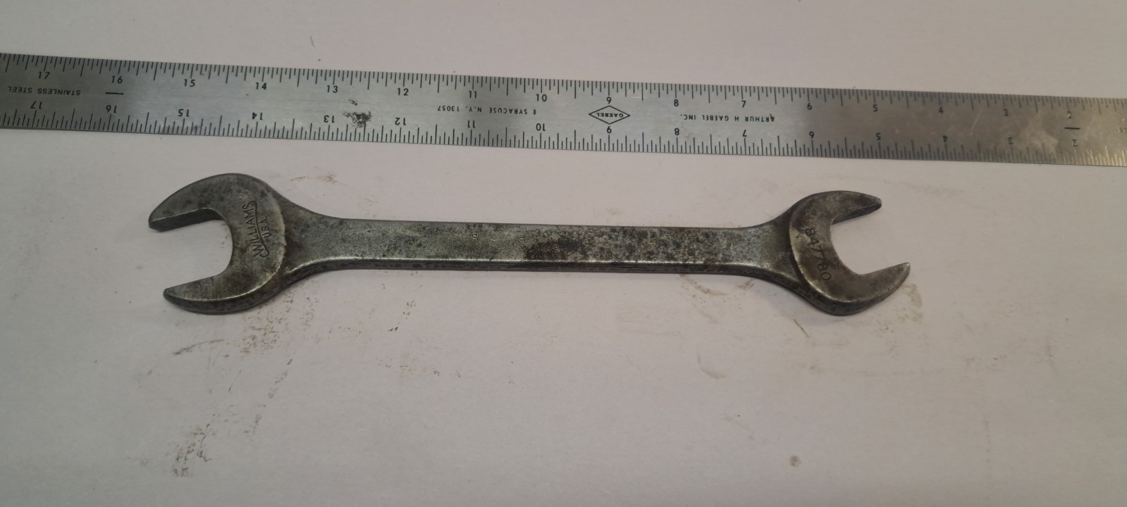 Vintage WILLIAMS USA 847780 7/8 in x 15/16 in SAE Open End Wrench Black Oxide
