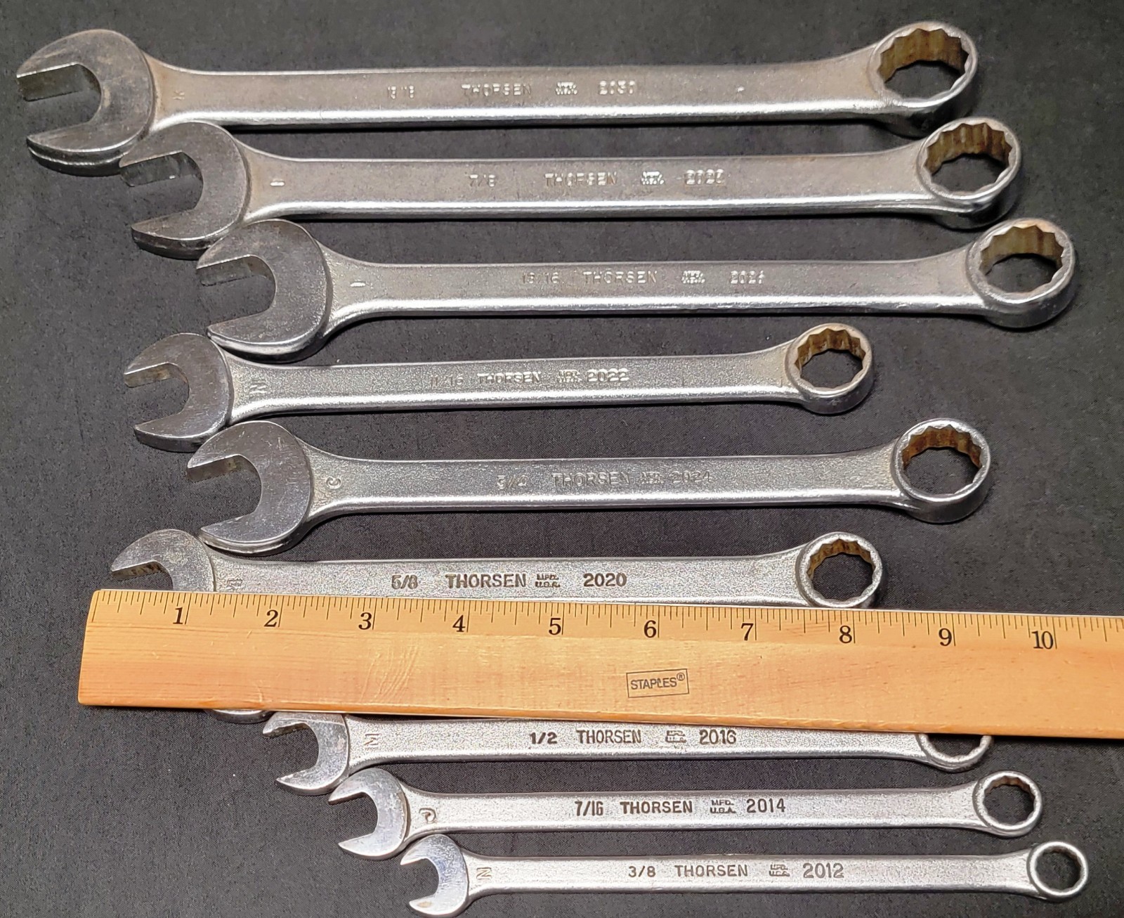 Vintage Thorsen Combination Wrench Set 3/8″ to 15/16″ 10 Pc USA 2012-2030