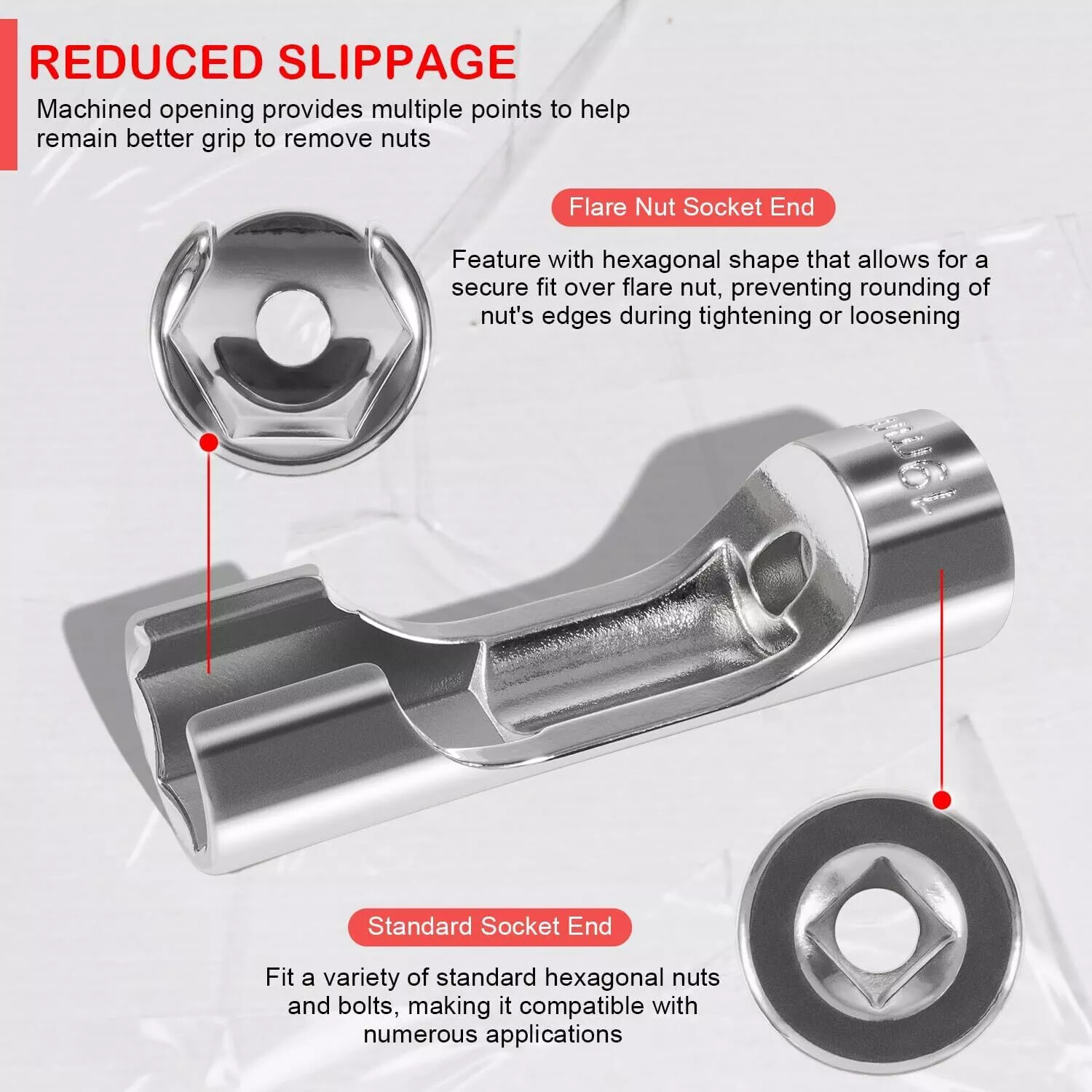 10 PACK 12030 Flare Nut Socket Set 3/8″ Drive Fuel Line Socket Wrench 10mm-19mm