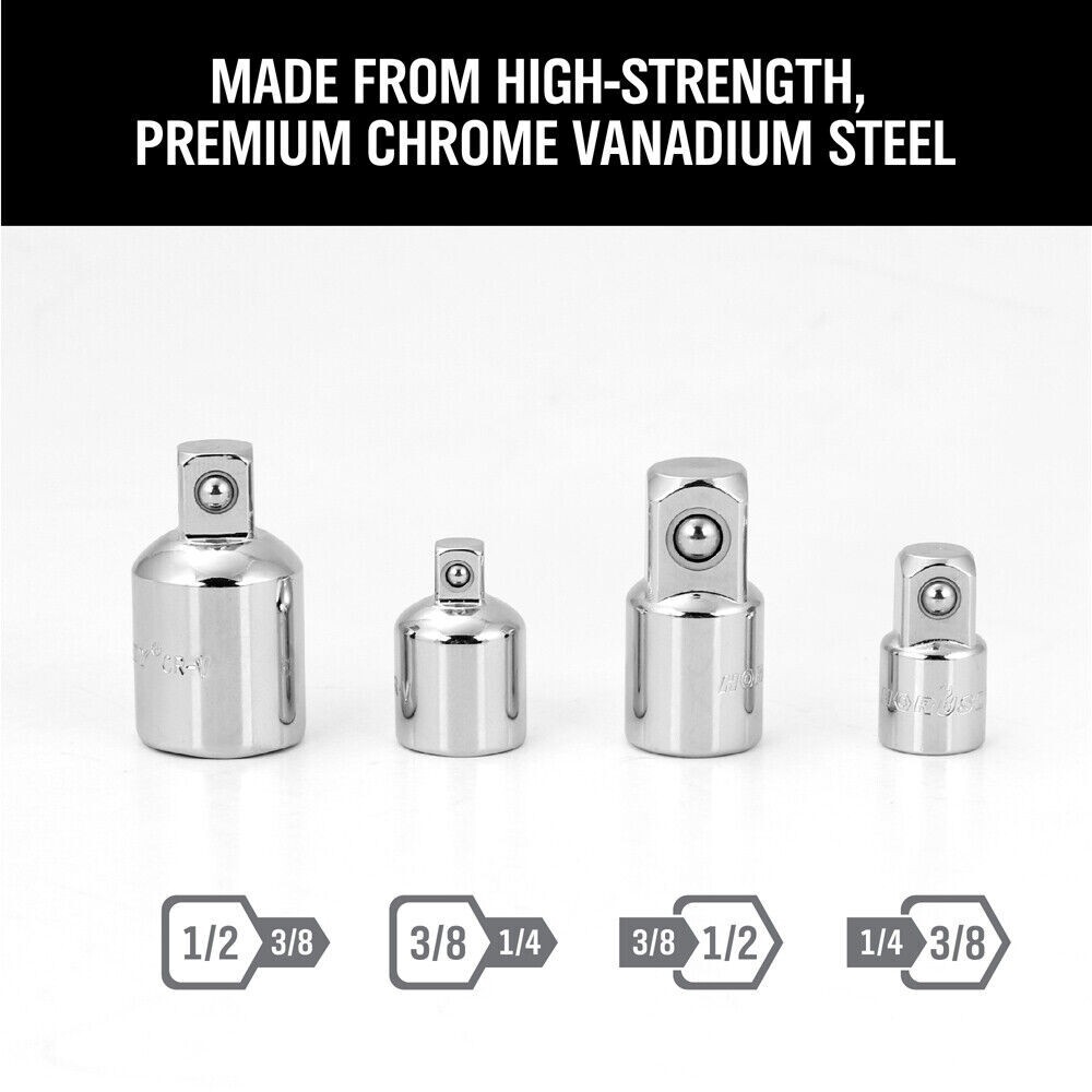 7PC Socket Adapter Set Universal Joint Swivel 1/4″ 3/8″ 1/2″ Reducer Converter