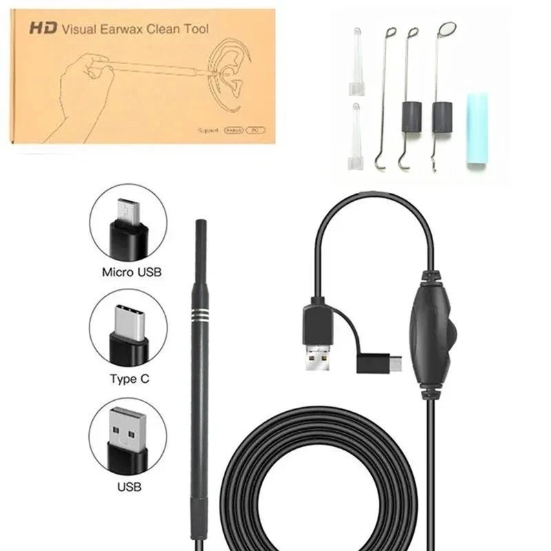LED Endoscope Otoscope Ear Camera Scope Ear Wax Removal Kit Earwax Cleani&U C0D9