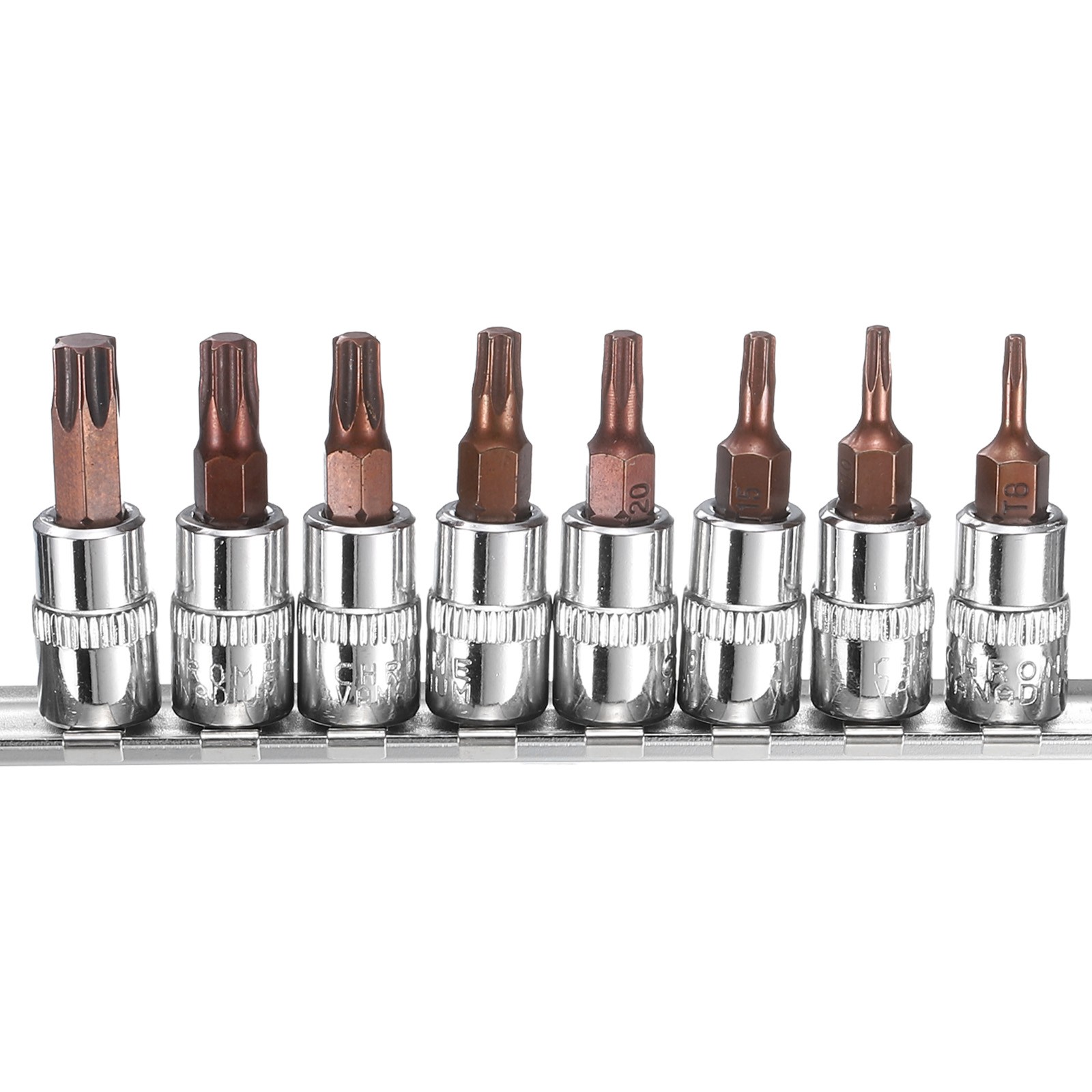 «8pcs T8-T40 Torx Socket Set for 1/4″ Impact Bit Extension Drive, Red»