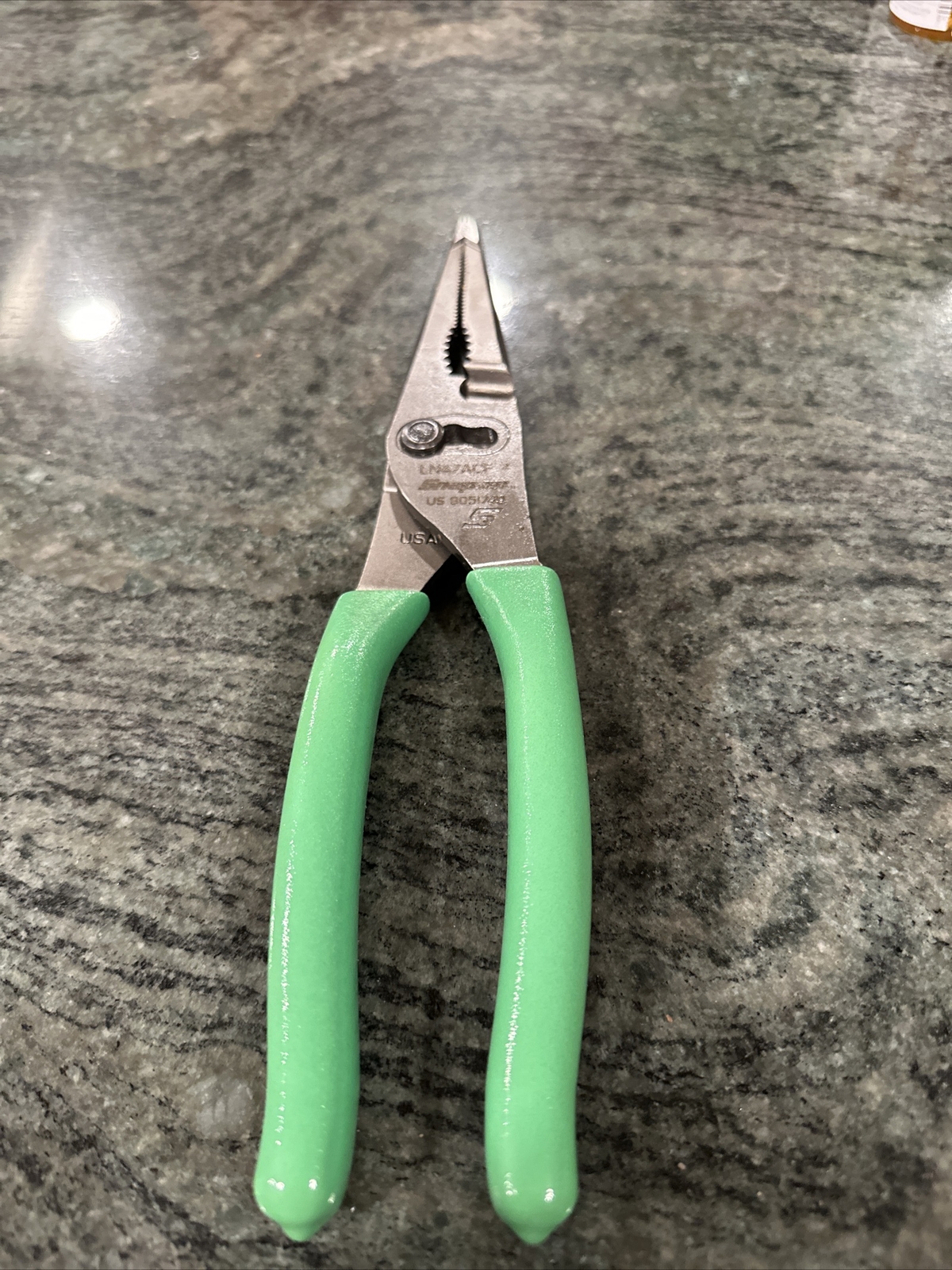 Snap On ln47acf 9” talon grip®️ long nose slip joint pliers green