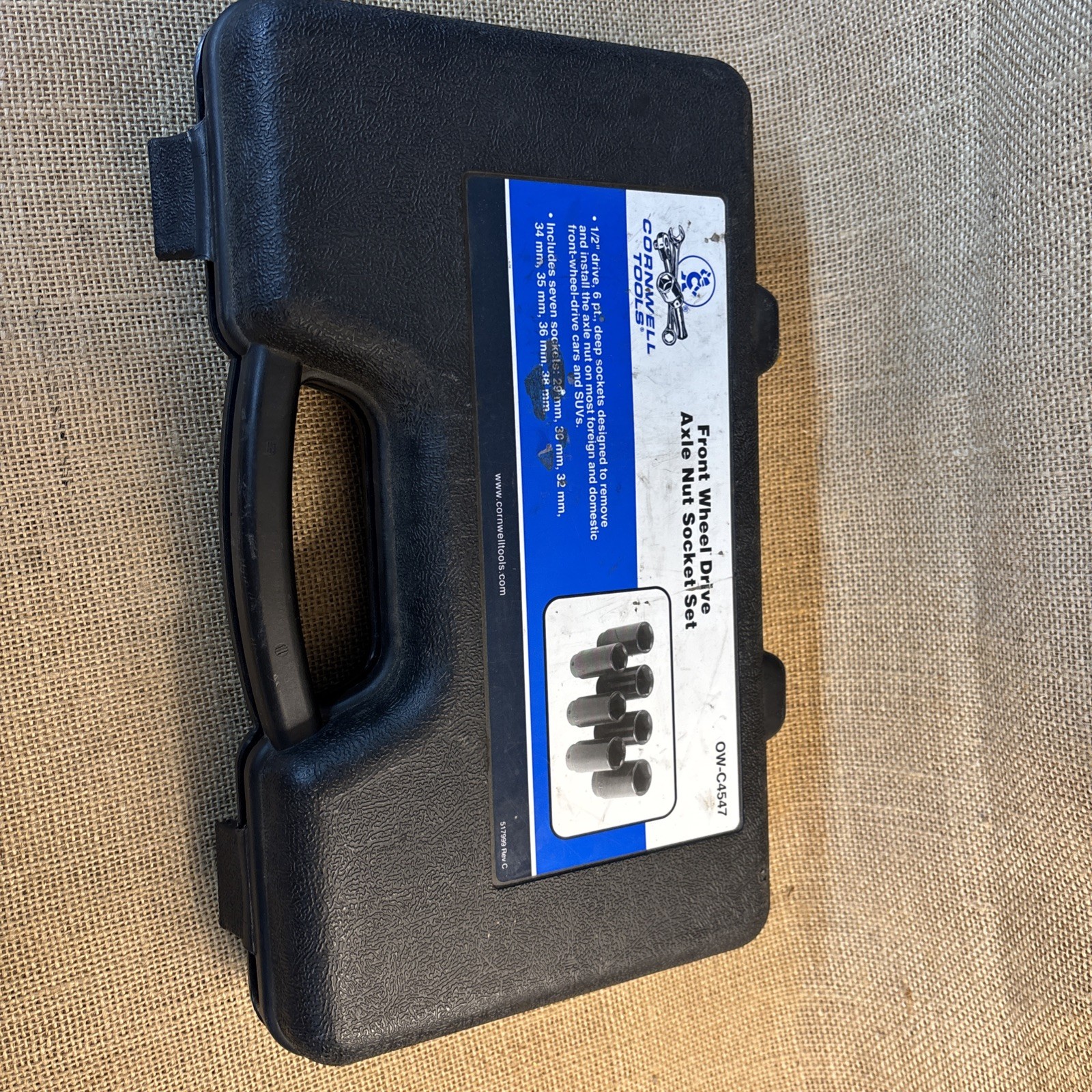 Cornwell Tools 7 Piece Axle Nut Socket Set 29,30,32,34,35,36,38 MM- OW- C4547